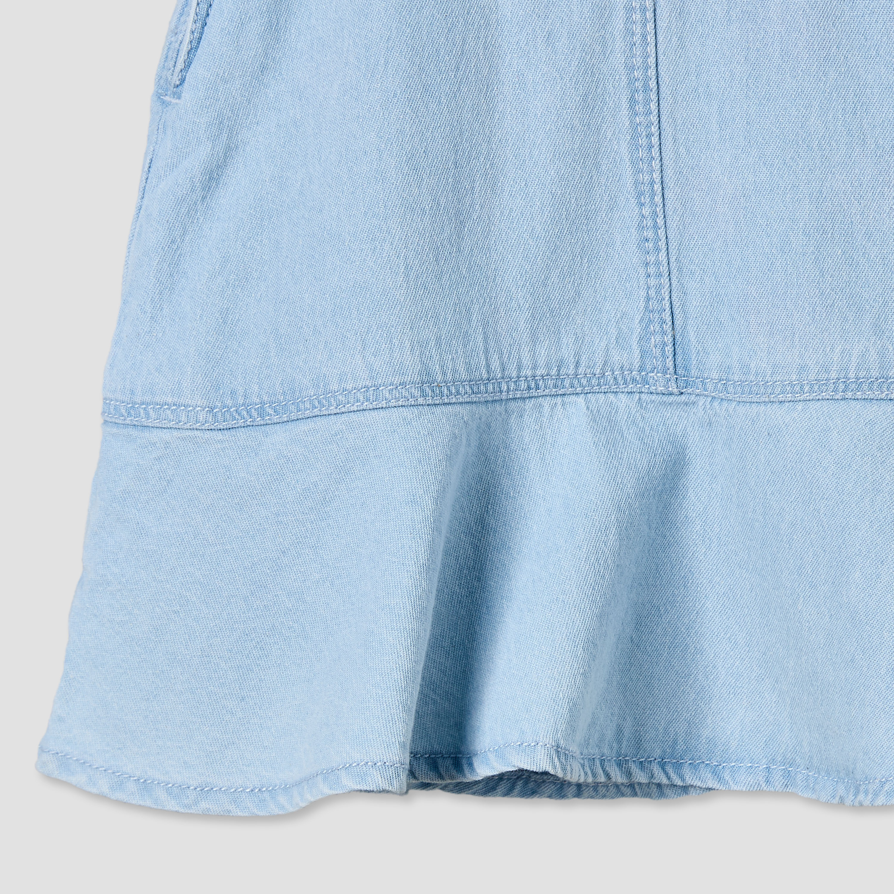 Juniors Round Neck Short Sleeves Top and Denim Pinafore Set with Apple Print-baby-girls-clothing-dressesandjumpsuits-image-7