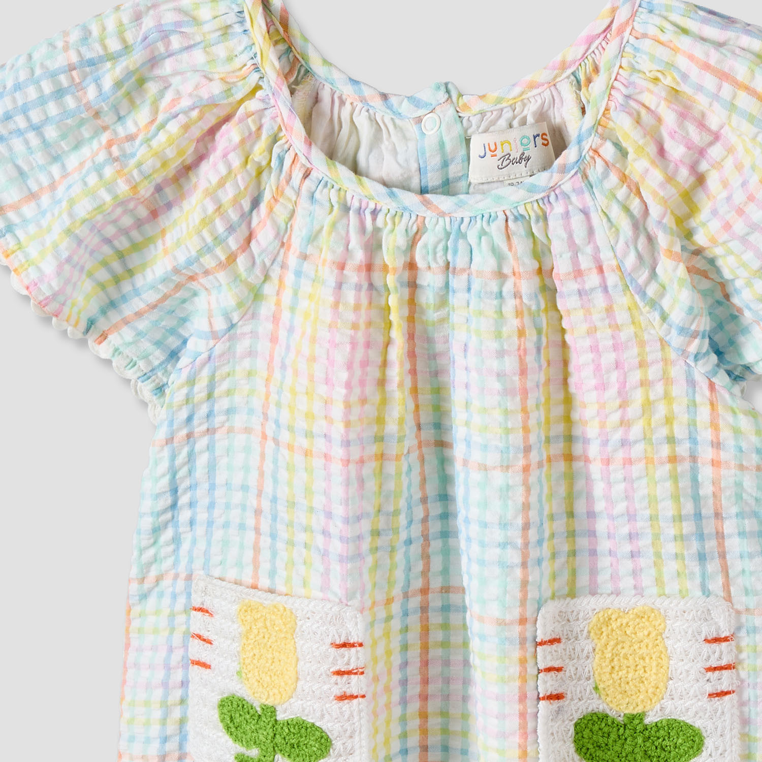 طقم توب بياقة دائرية وأكمام قصيرة مع بنطلون بتطريز زهور من جونيورز-baby-girls-clothing-setsandcoords-image-7