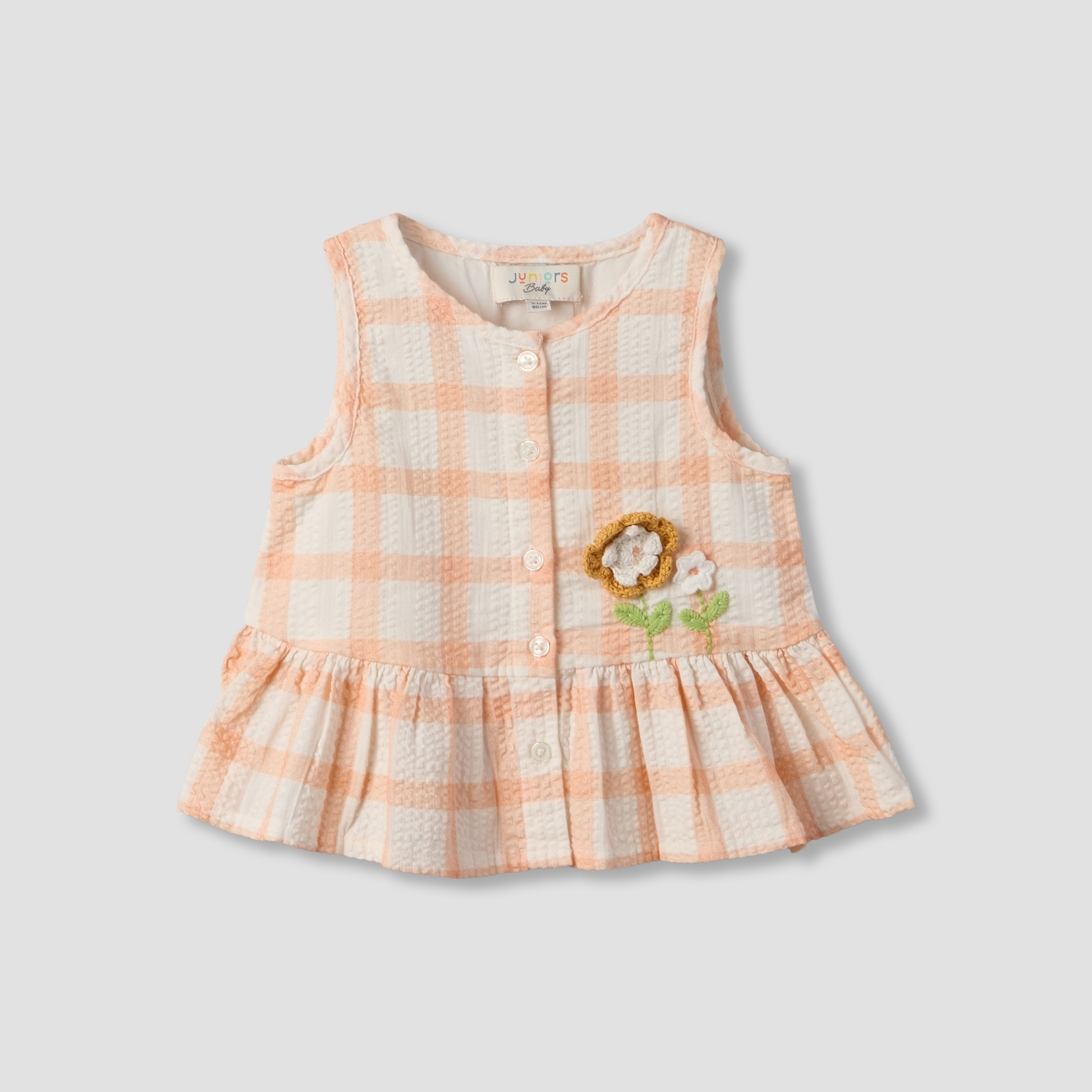 Juniors Round Neck Sleeveless Top and Shorts Set with Floral Applique-baby-girls-clothing-setsandcoords-image-3