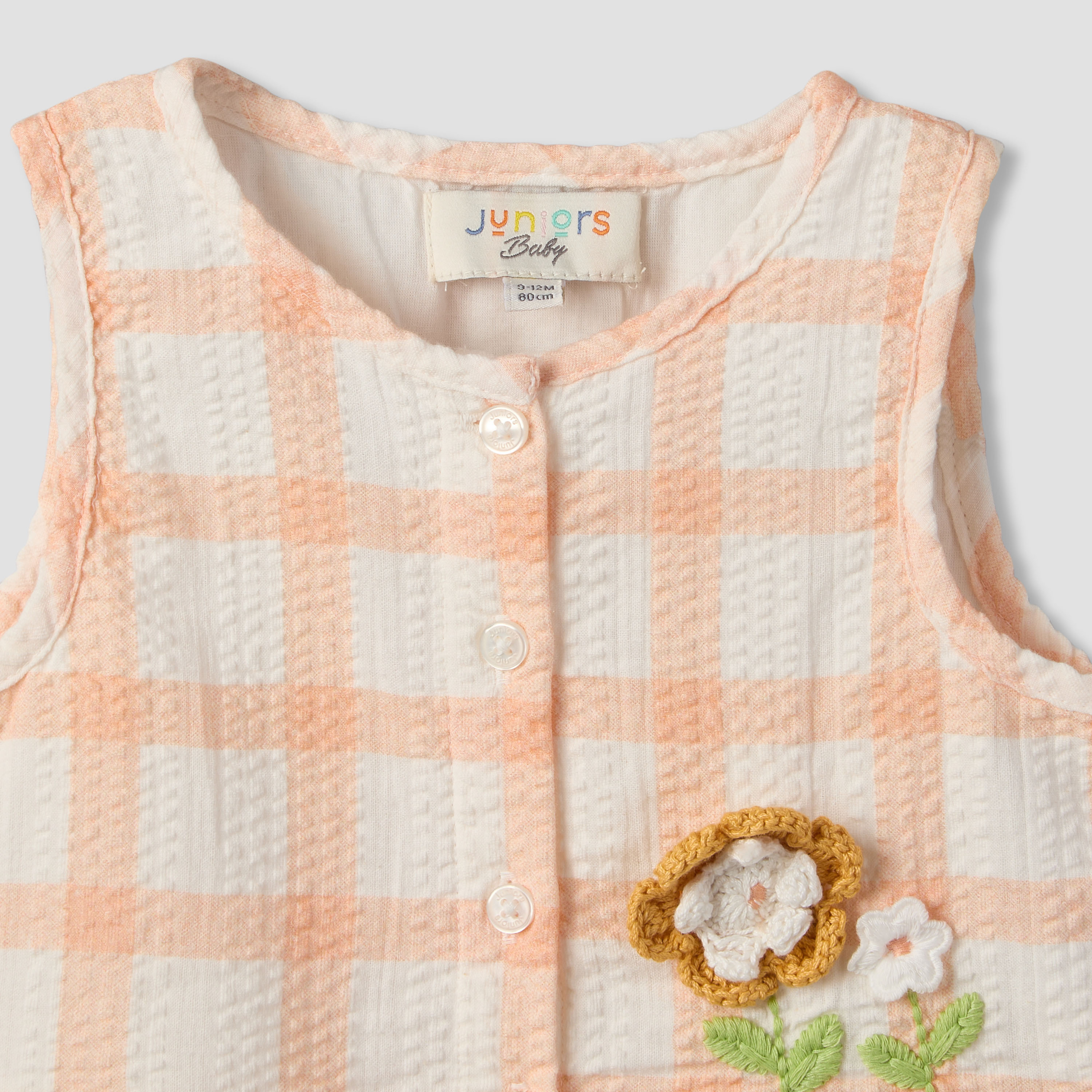 Juniors Round Neck Sleeveless Top and Shorts Set with Floral Applique-baby-girls-clothing-setsandcoords-image-7