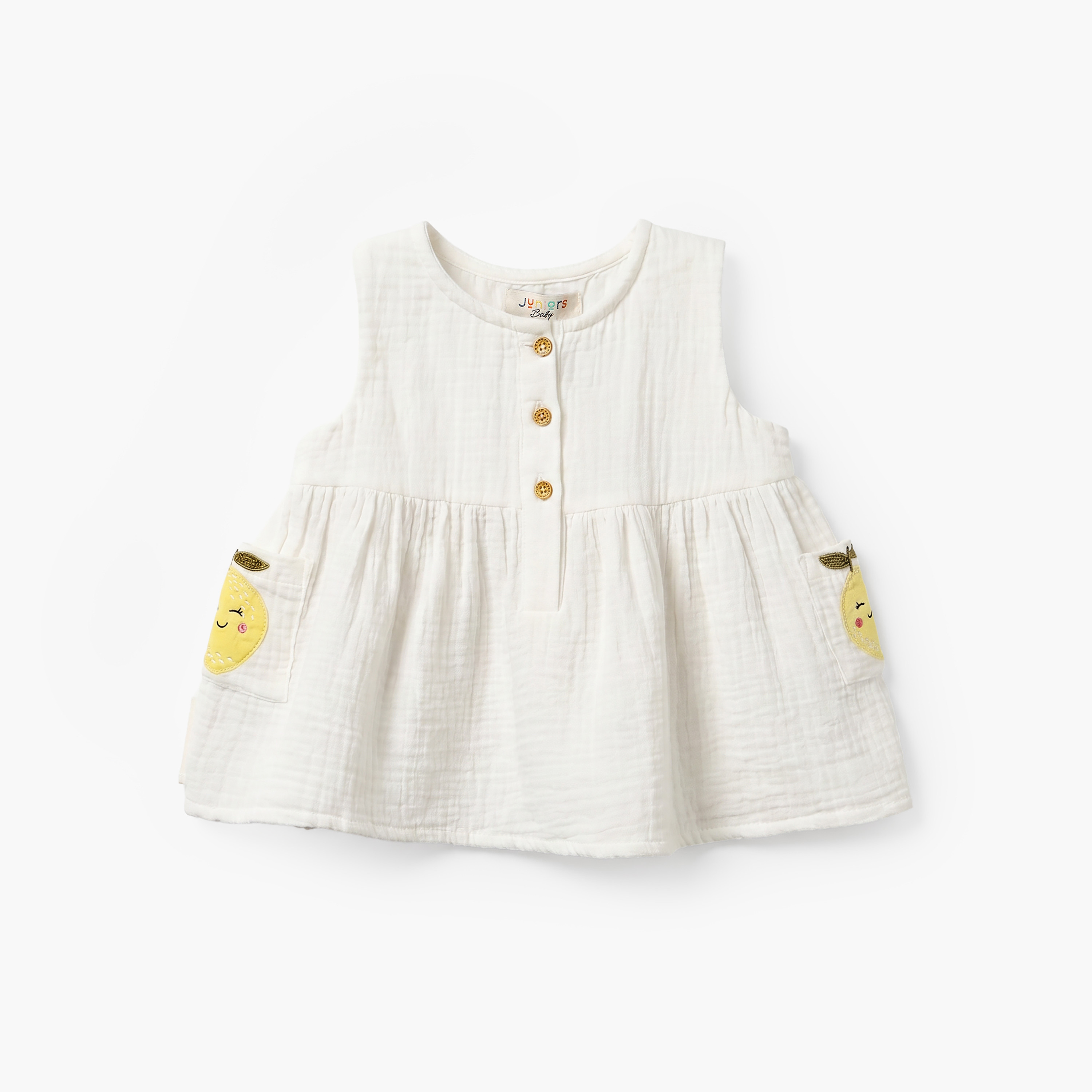 Juniors Round Neck Sleeveless Top and Shorts Set with Embroidery-baby-girls-clothing-setsandcoords-image-2