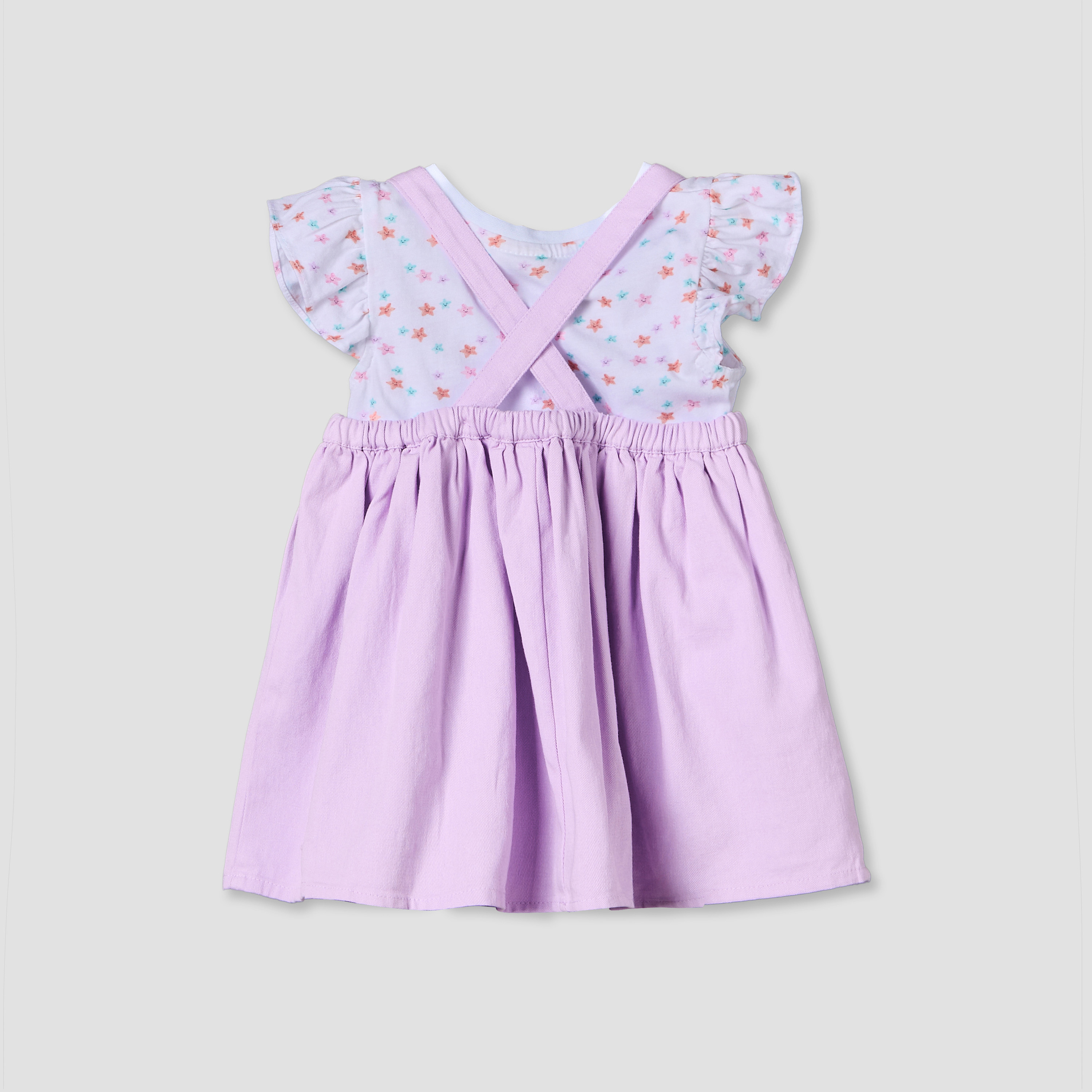 طقم تيشيرت برقبة دائرية وأكمام قصيرة وفستان مطبوع للأطفال البنات من جونيورز-baby-girls-clothing-dressesandjumpsuits-image-2