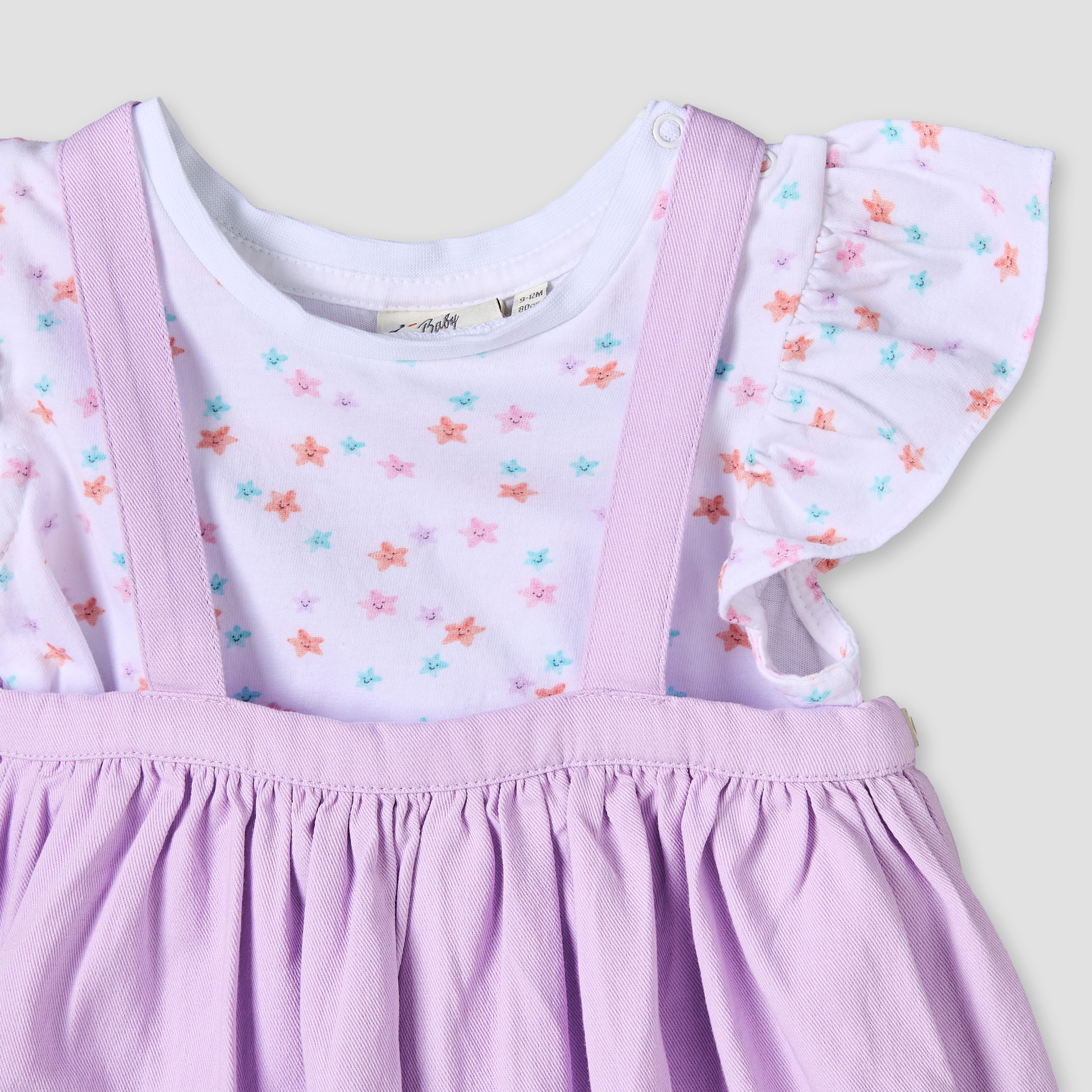 طقم تيشيرت برقبة دائرية وأكمام قصيرة وفستان مطبوع للأطفال البنات من جونيورز-baby-girls-clothing-dressesandjumpsuits-image-6