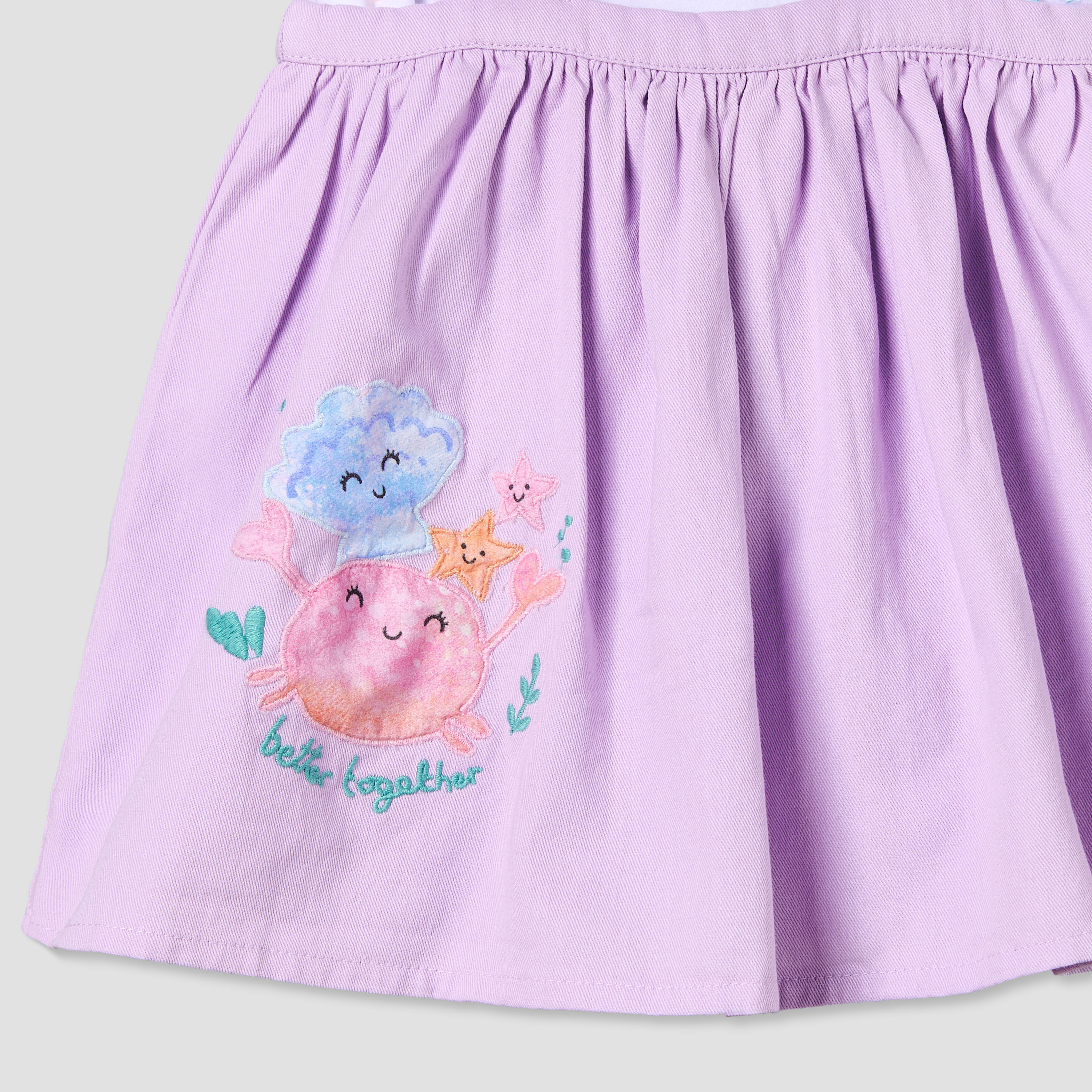 طقم تيشيرت برقبة دائرية وأكمام قصيرة وفستان مطبوع للأطفال البنات من جونيورز-baby-girls-clothing-dressesandjumpsuits-image-7