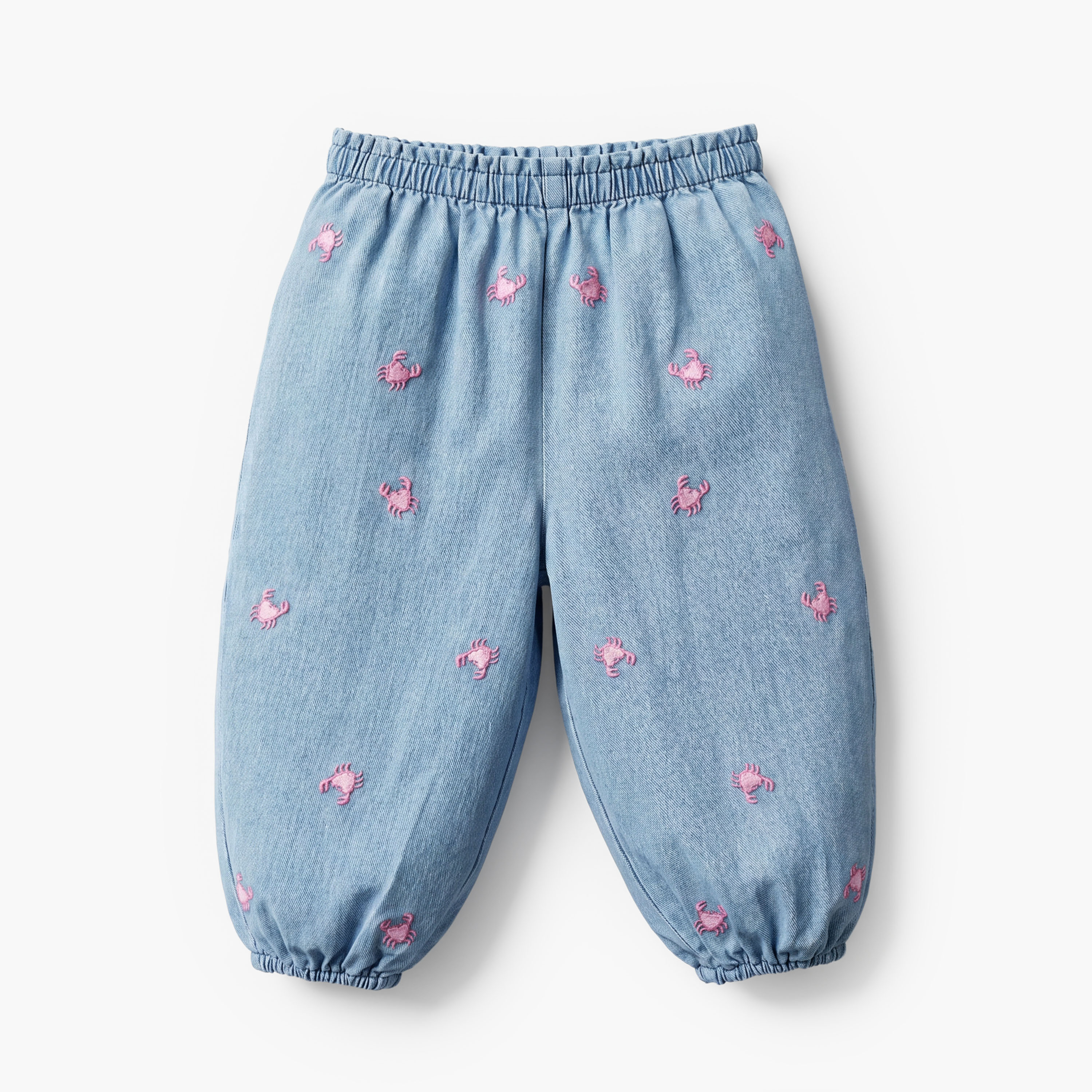 Juniors Crew Neck Short Sleeves Top and Denim Joggers Set with Turtle Print-baby-girls-clothing-setsandcoords-image-5