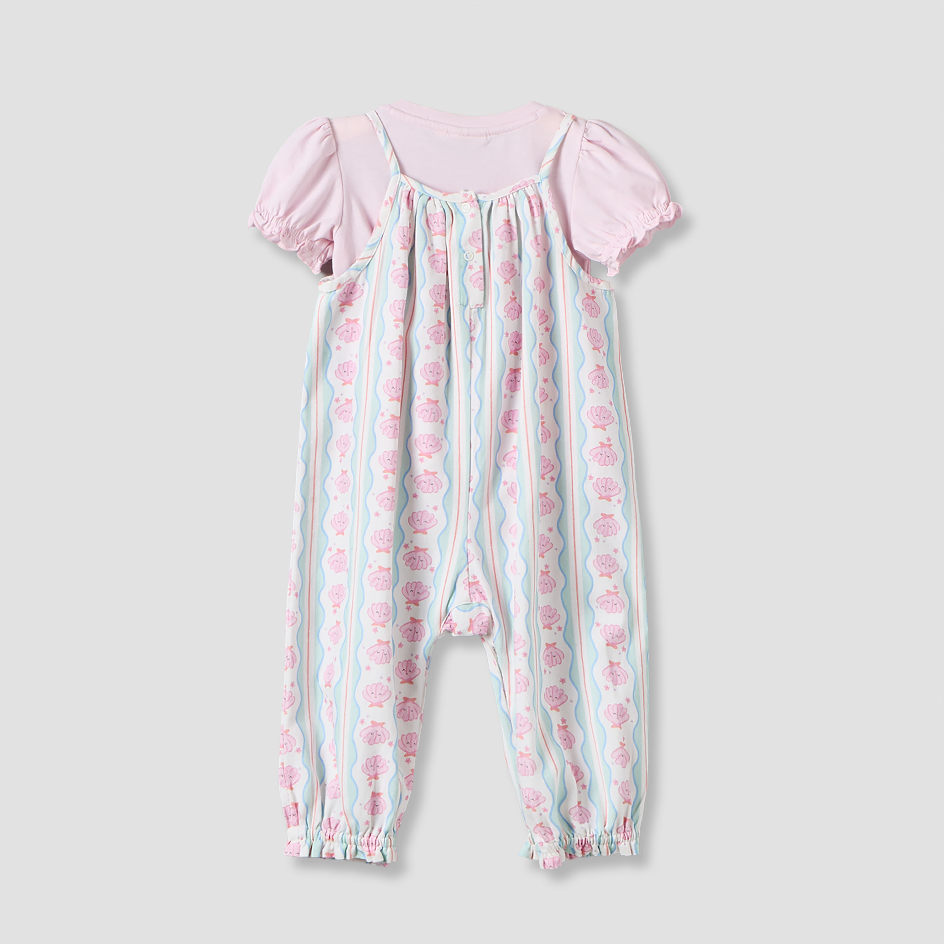 طقم دونغري وتيشيرت بياقة مستديرة وأكمام قصيرة وحافة مكشكشة من جونيورز-baby-girls-clothing-setsandcoords-image-2