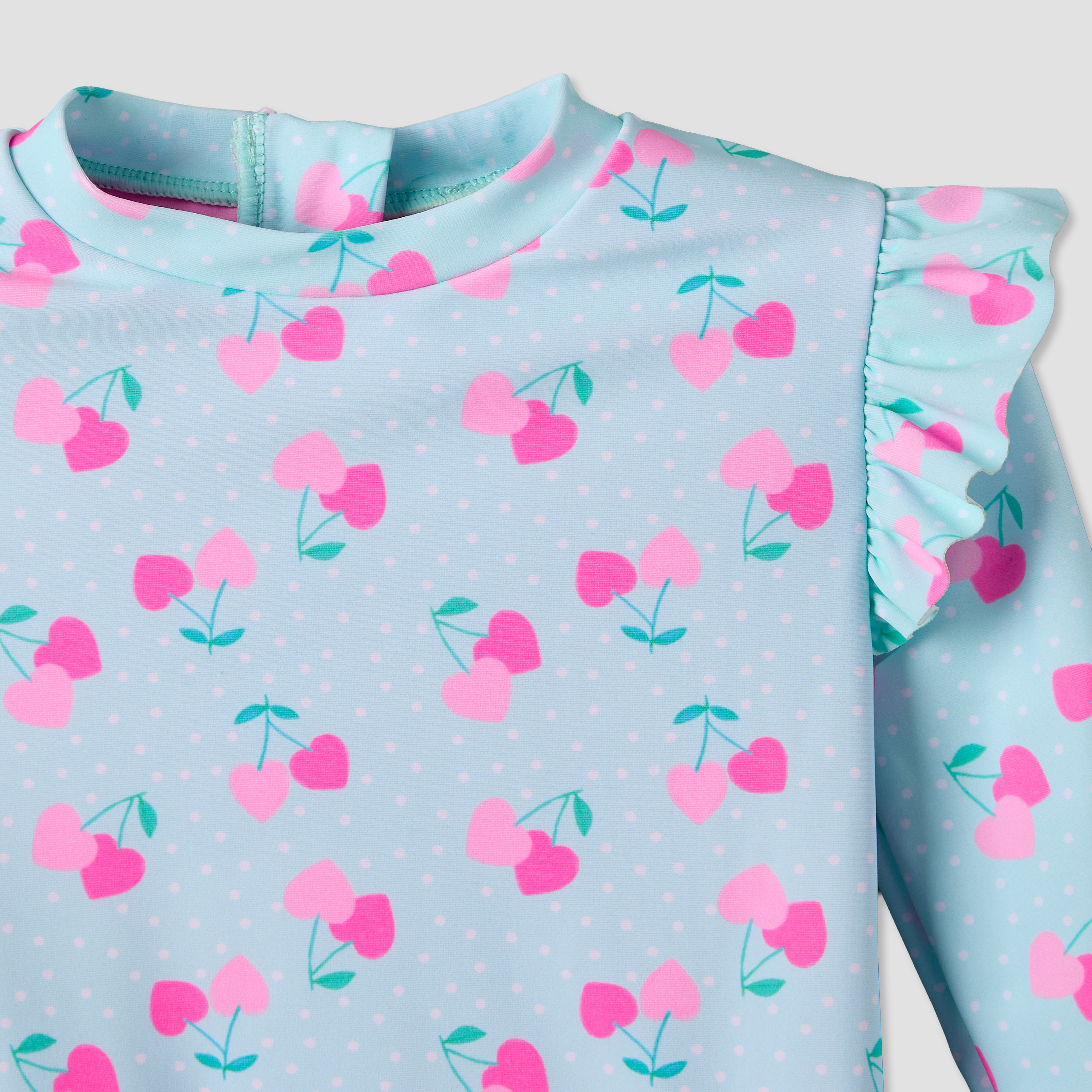 Set of 3 Juniors Crew Neck Long Sleeves Swimsuit with Cherry Heart Print-baby-girls-clothing-swimwear-image-8
