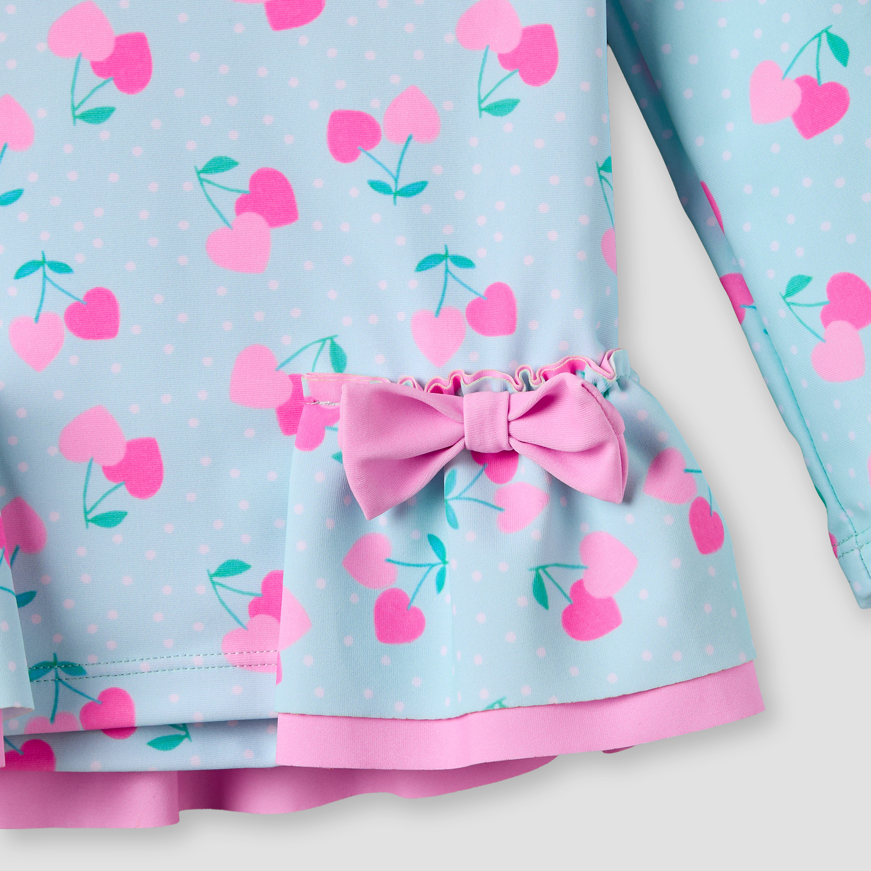 Set of 3 Juniors Crew Neck Long Sleeves Swimsuit with Cherry Heart Print-baby-girls-clothing-swimwear-image-9