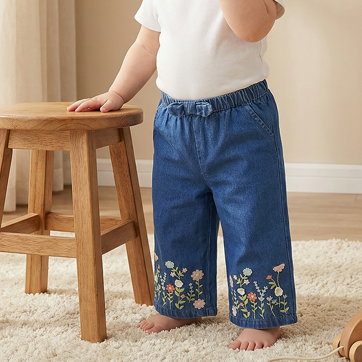 Juniors Jeans with Floral Embroidery-baby-girls-clothing-bottoms-jeans-image-1