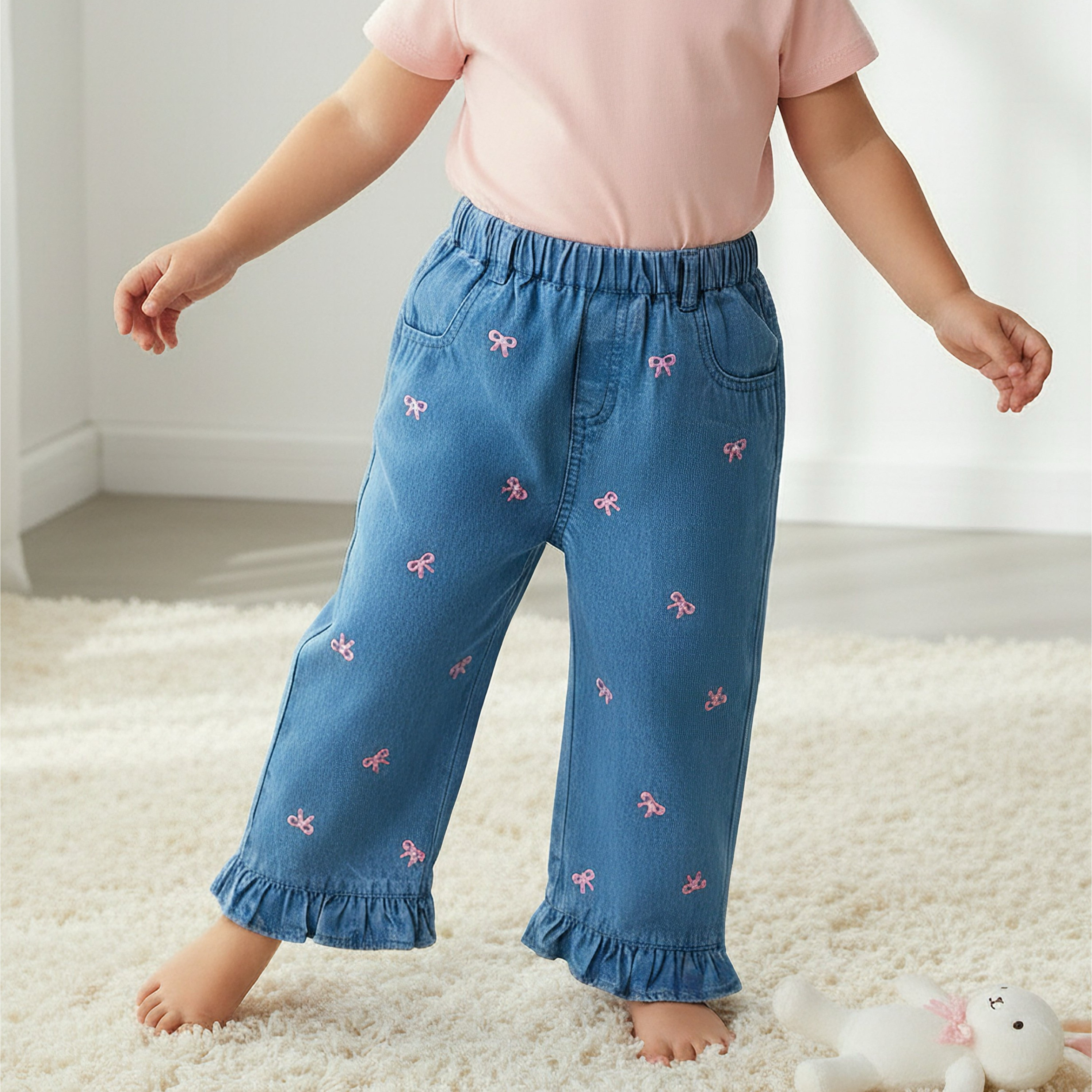 Juniors Jeans with Bow Embroidery-baby-girls-clothing-bottoms-jeans-image-1