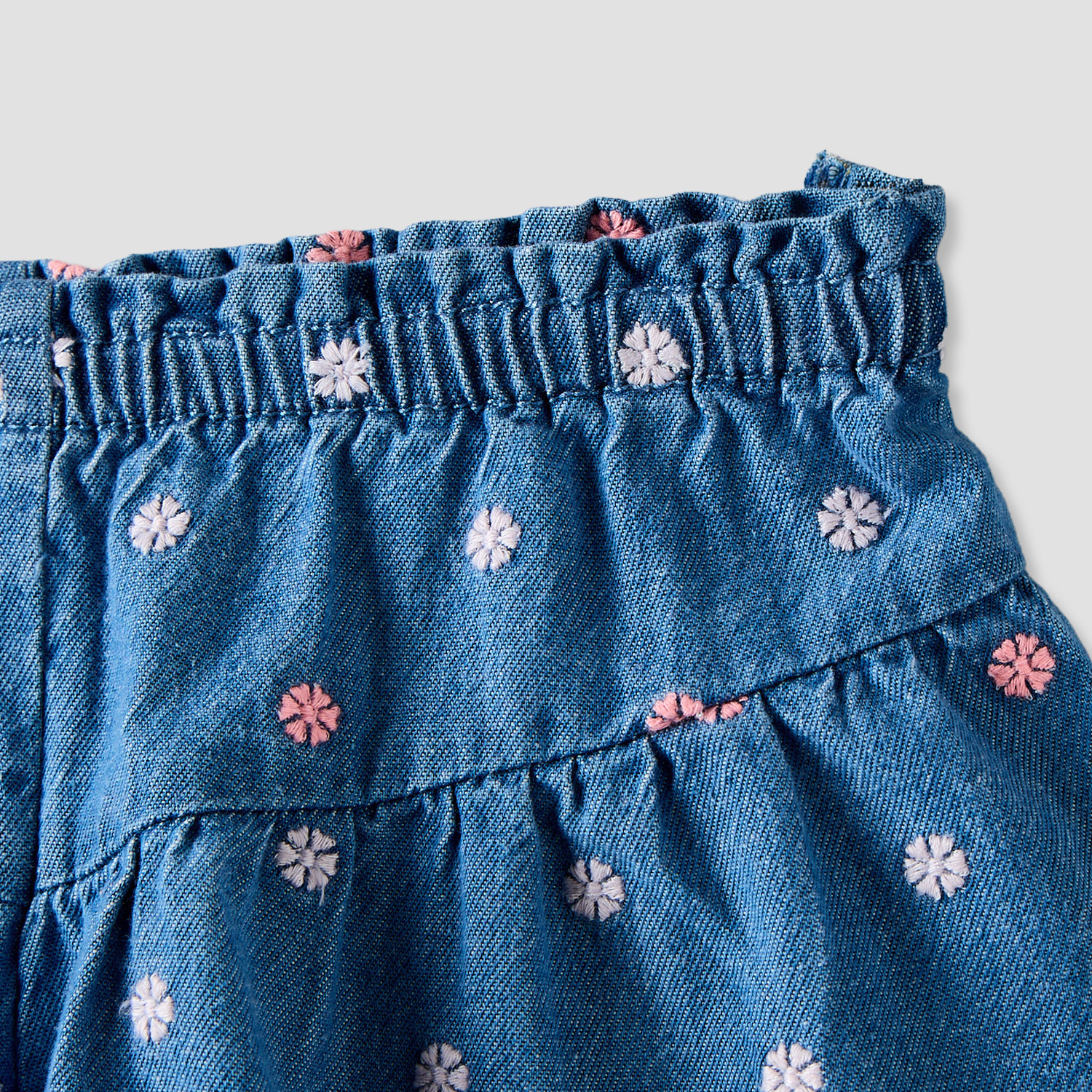 Juniors Knee Length Mid Rise Shorts with Embroidery-baby-girls-clothing-bottoms-shorts-image-3