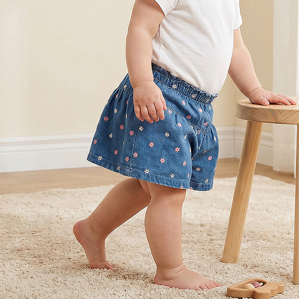 Juniors Knee Length Mid Rise Shorts with Embroidery-baby-girls-clothing-bottoms-shorts-image-1