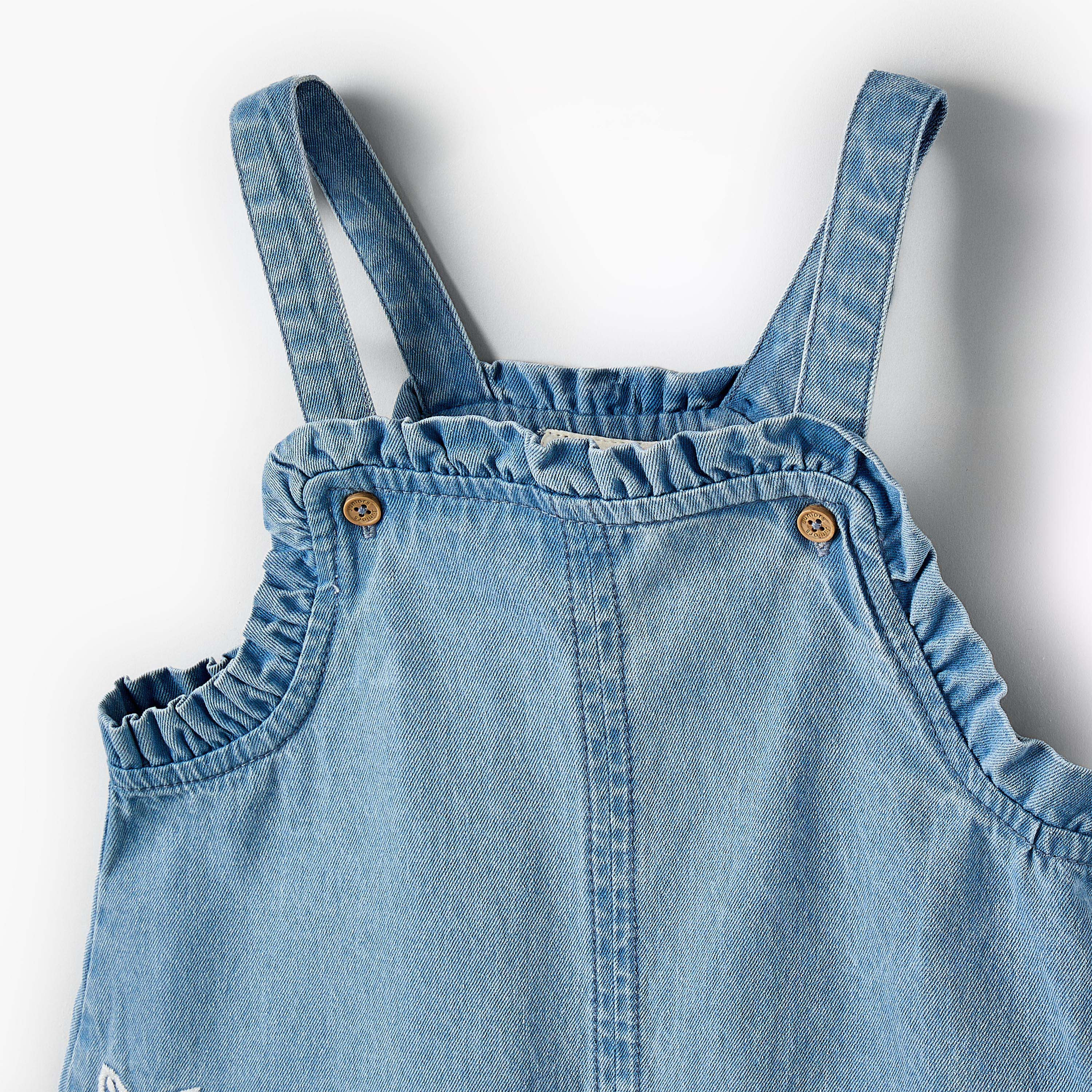 Juniors Square Neck Sleeveless Pinafore with Floral Embroidery-girls-clothing-dressesandjumpsuits-image-4