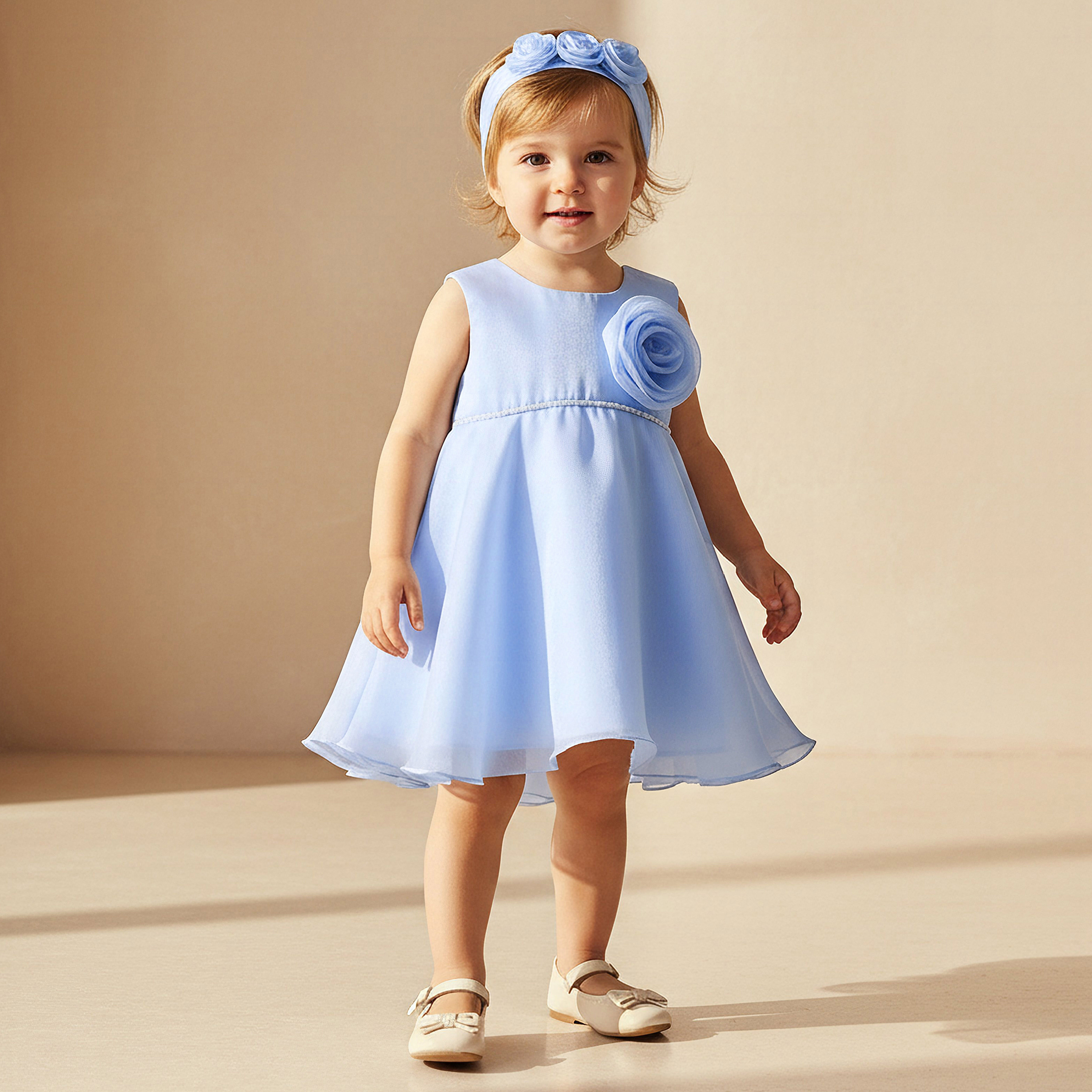 Juniors Round Neck Sleeveless A-line Dress with Headband-baby-girls-clothing-dressesandjumpsuits-image-1