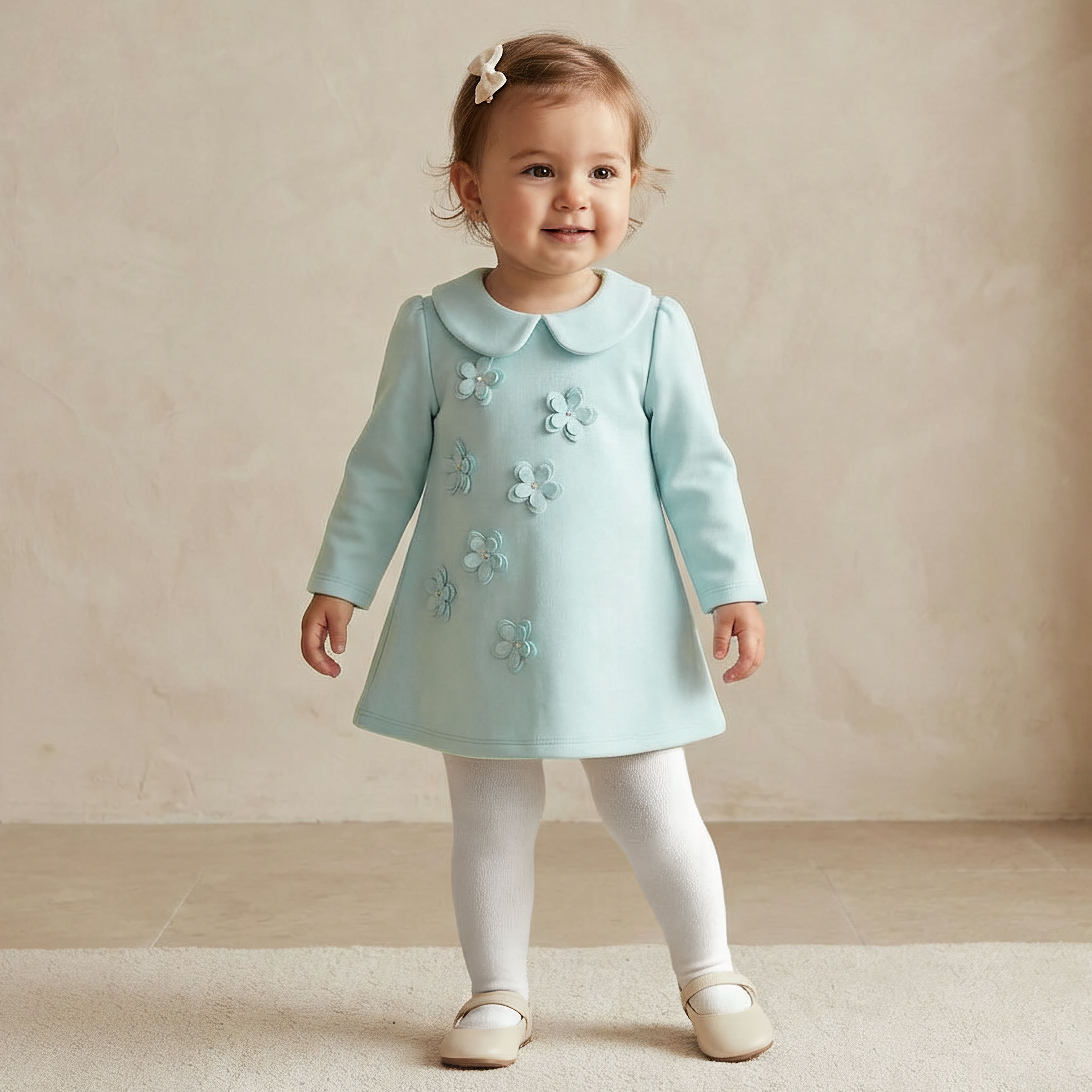 فستان إيه لاين بياقة بيتر بان وأكمام طويلة وكولون من جونيورز-baby-girls-clothing-dressesandjumpsuits-image-1