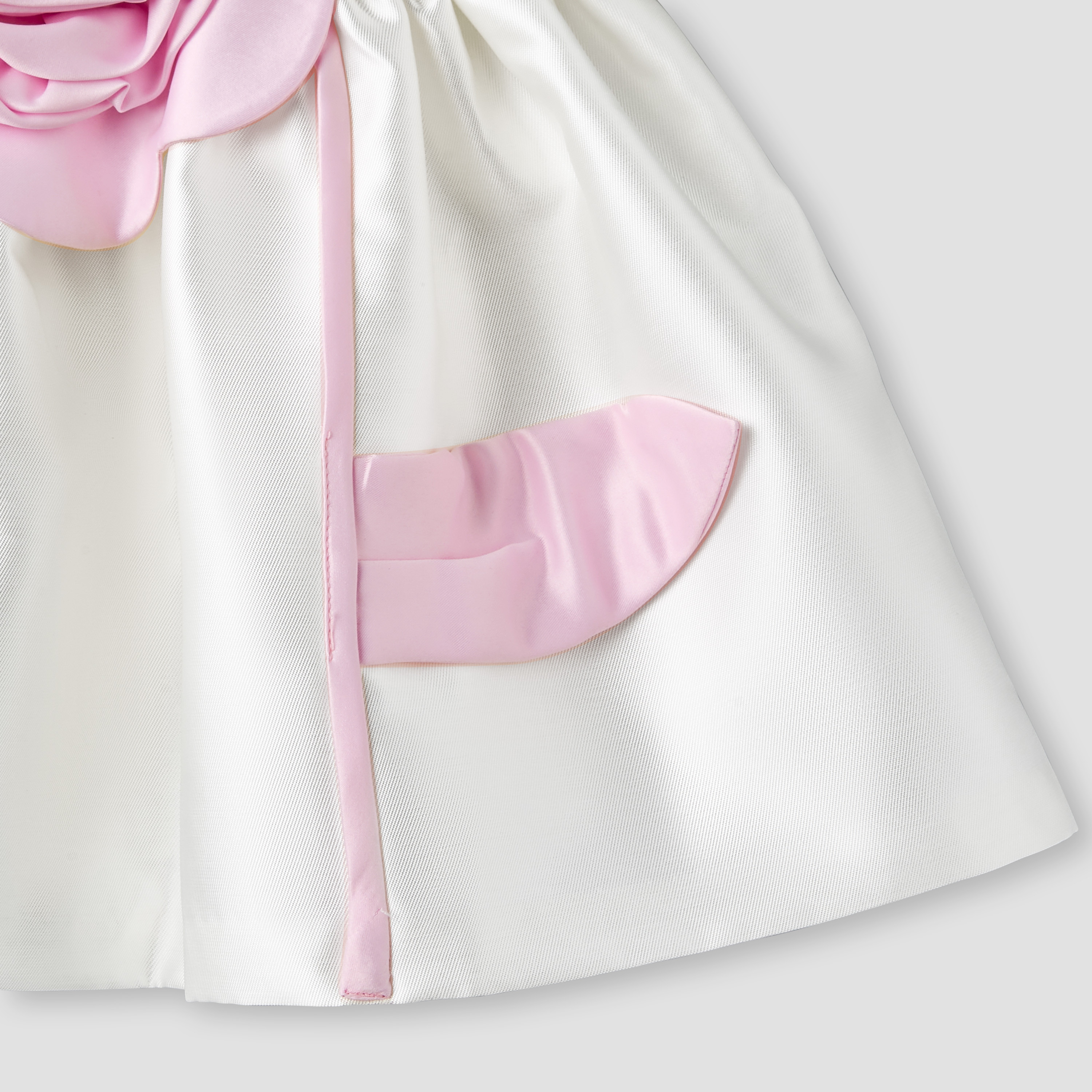 Juniors Round Neck Short Puff Sleeves Dress with Floral Applique-baby-girls-clothing-dressesandjumpsuits-image-5