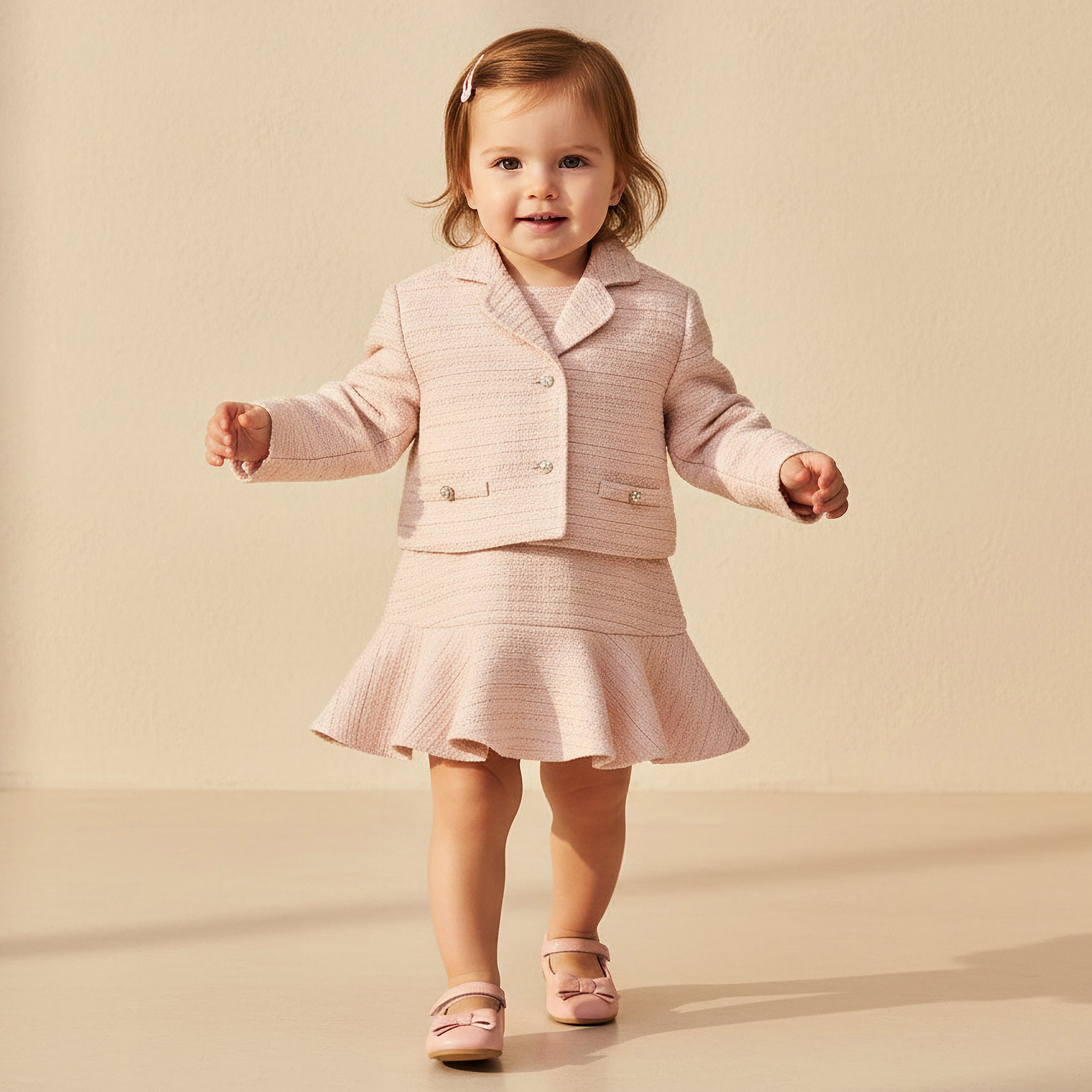 Juniors Sleeveless A-line Dress and Blazer Set with Textured Design-baby-girls-clothing-dressesandjumpsuits-image-1