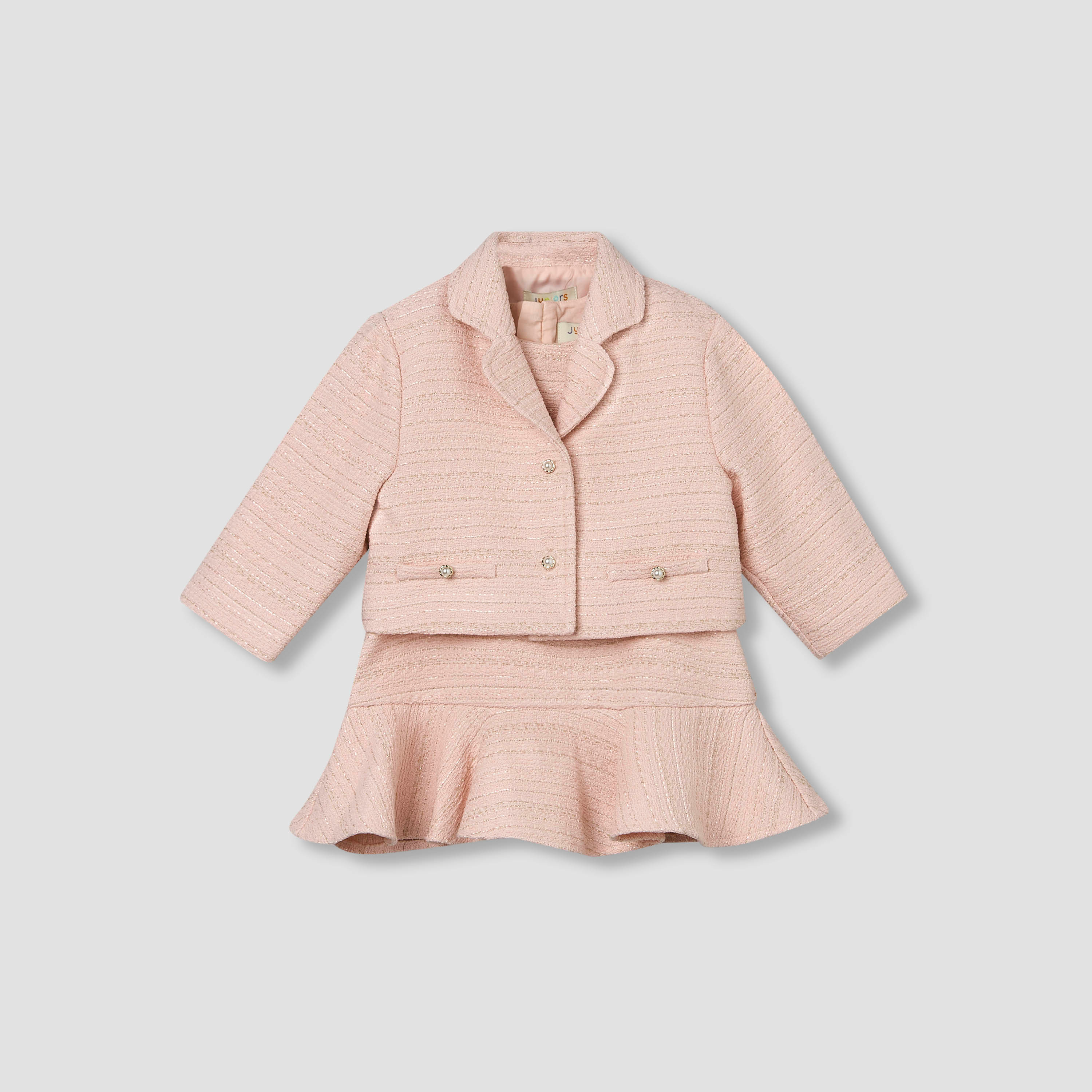Juniors Sleeveless A-line Dress and Blazer Set with Textured Design-baby-girls-clothing-dressesandjumpsuits-image-2