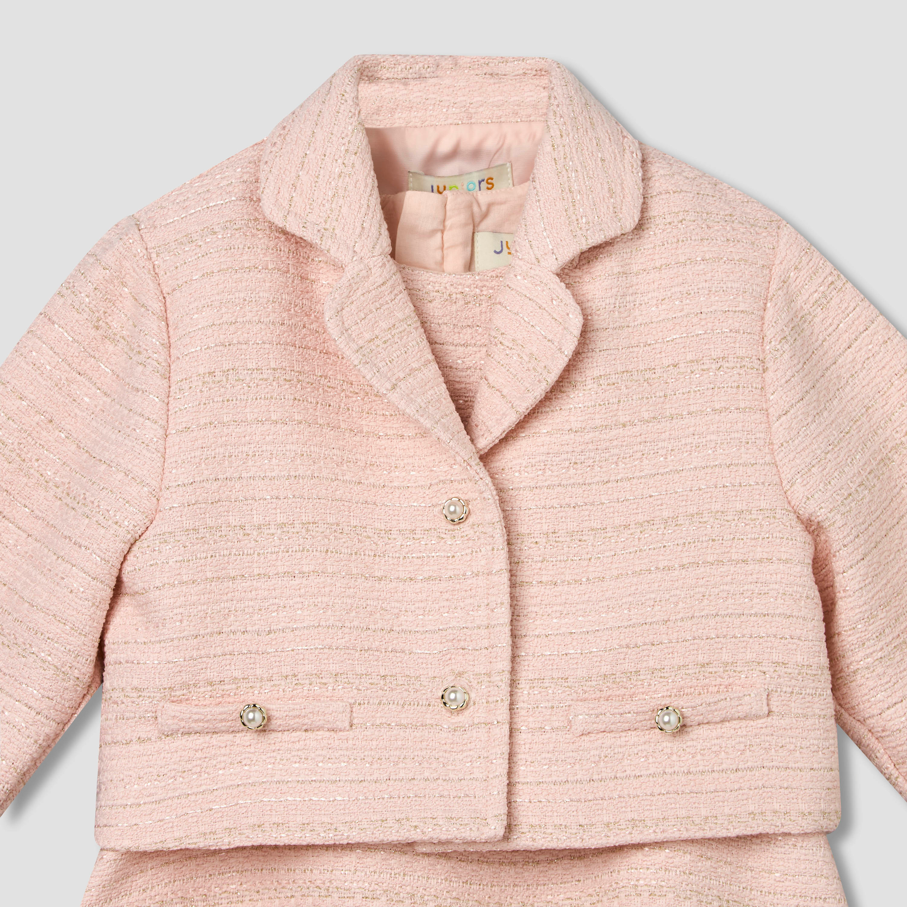 Juniors Sleeveless A-line Dress and Blazer Set with Textured Design-baby-girls-clothing-dressesandjumpsuits-image-6