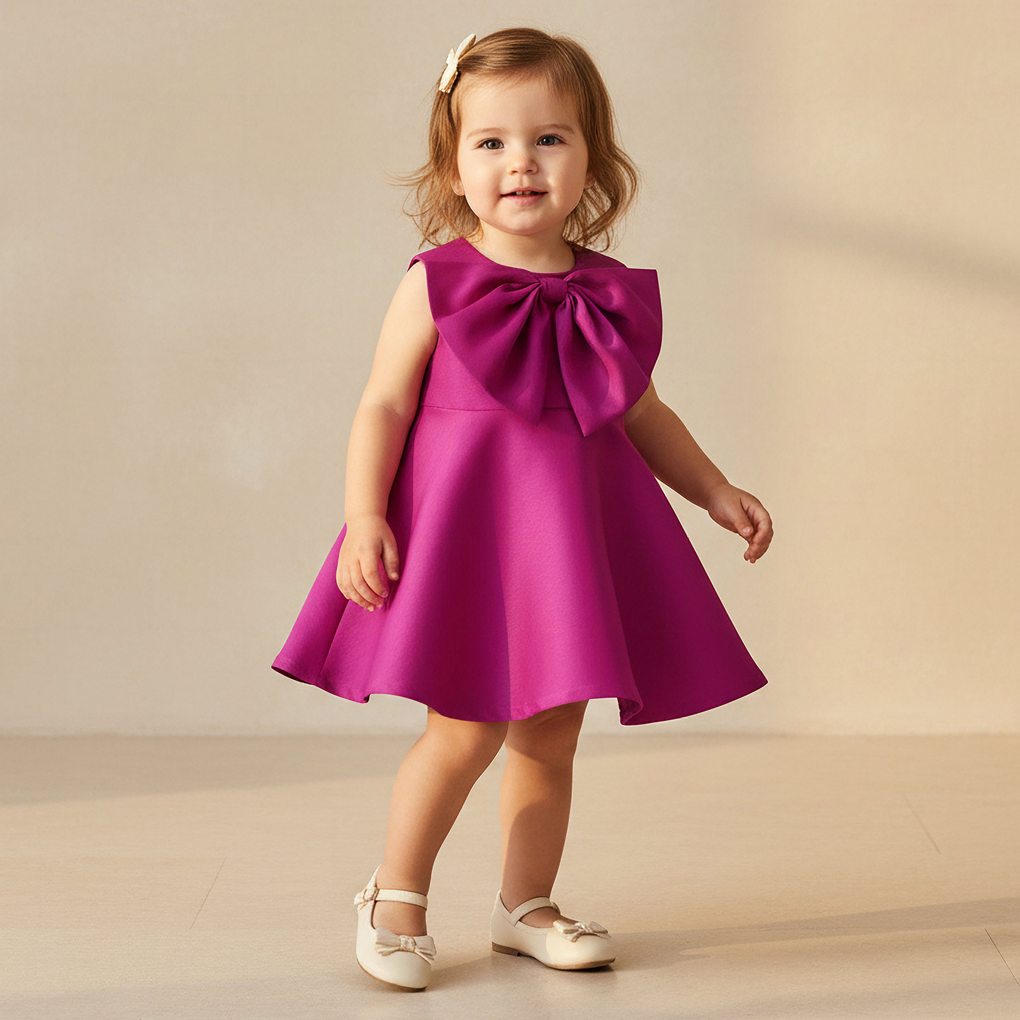 فستان دون أكمام بزينة فيونكة من جونيورز-baby-girls-clothing-dressesandjumpsuits-image-1