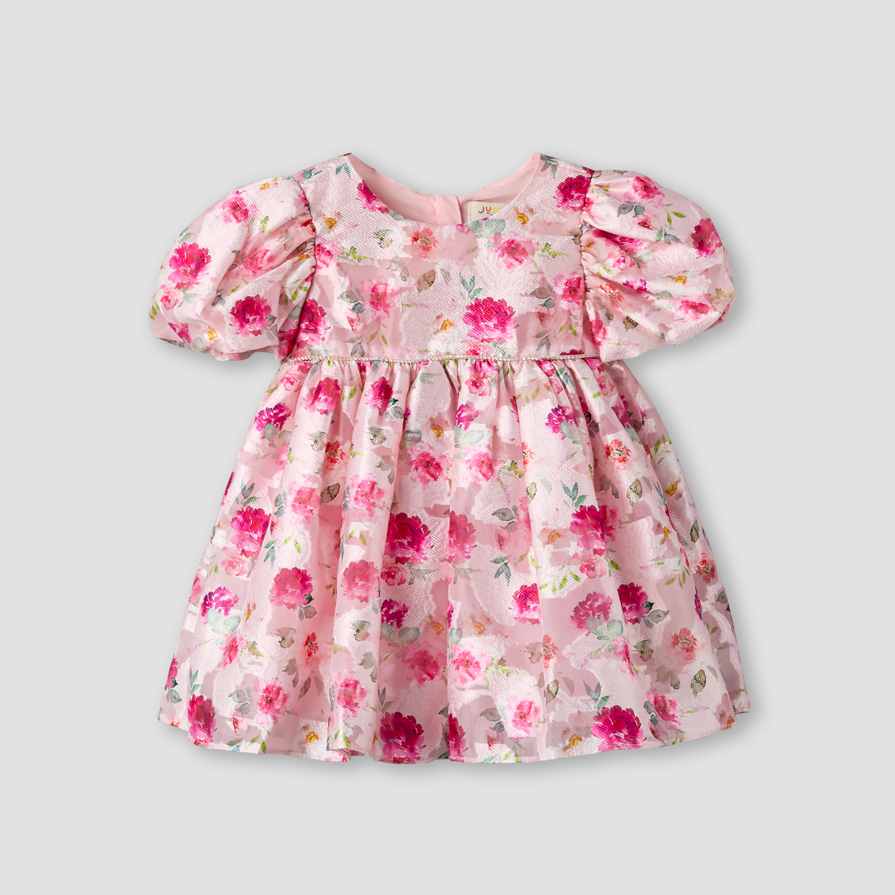 فستان بياقة مستديرة وأكمام قصيرة منفوخة وطبعات من جونيورز-baby-girls-clothing-dressesandjumpsuits-image-2