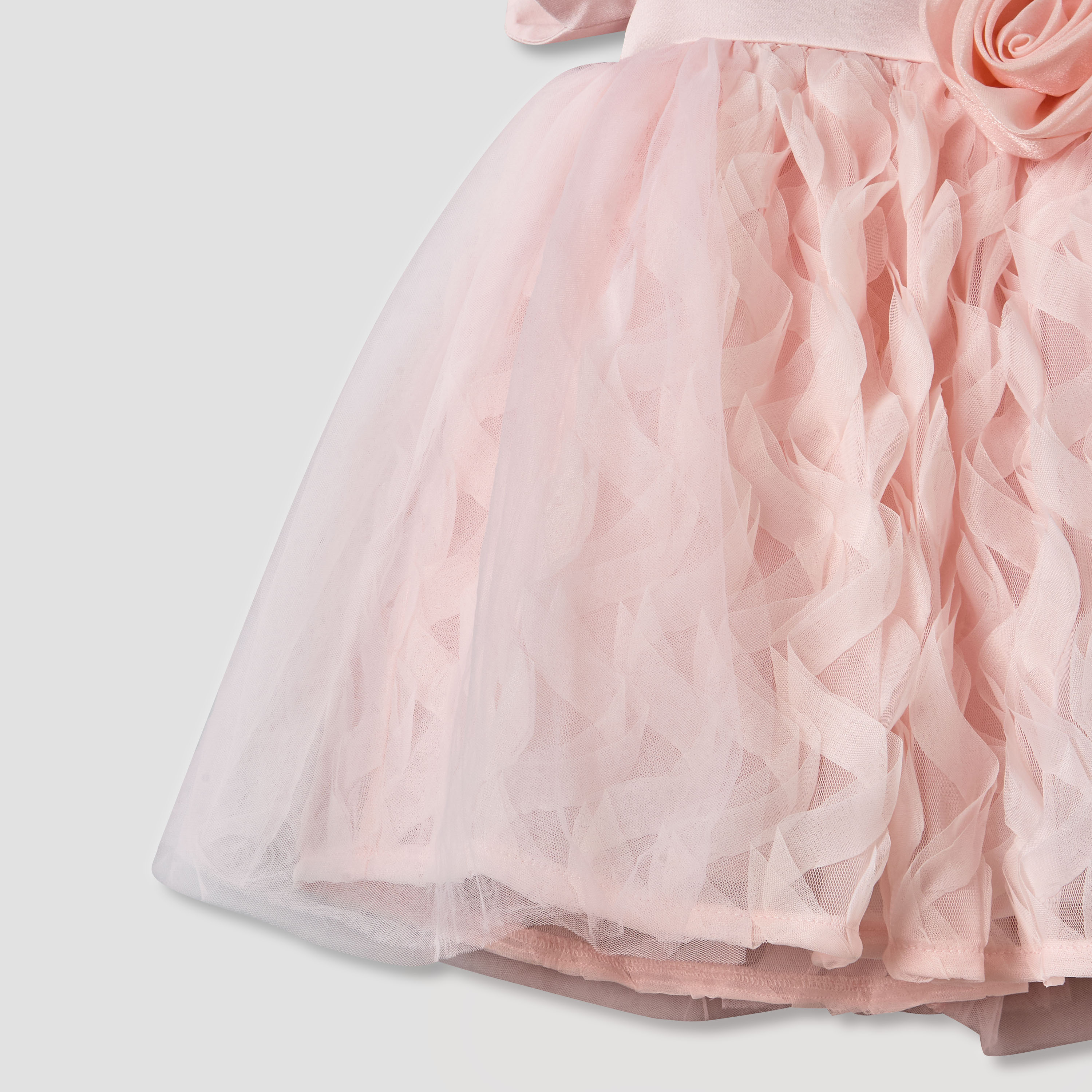 فستان بزينة وردة وياقة عميقة وأكمام قصيرة من جونيورز-baby-girls-clothing-dressesandjumpsuits-image-5