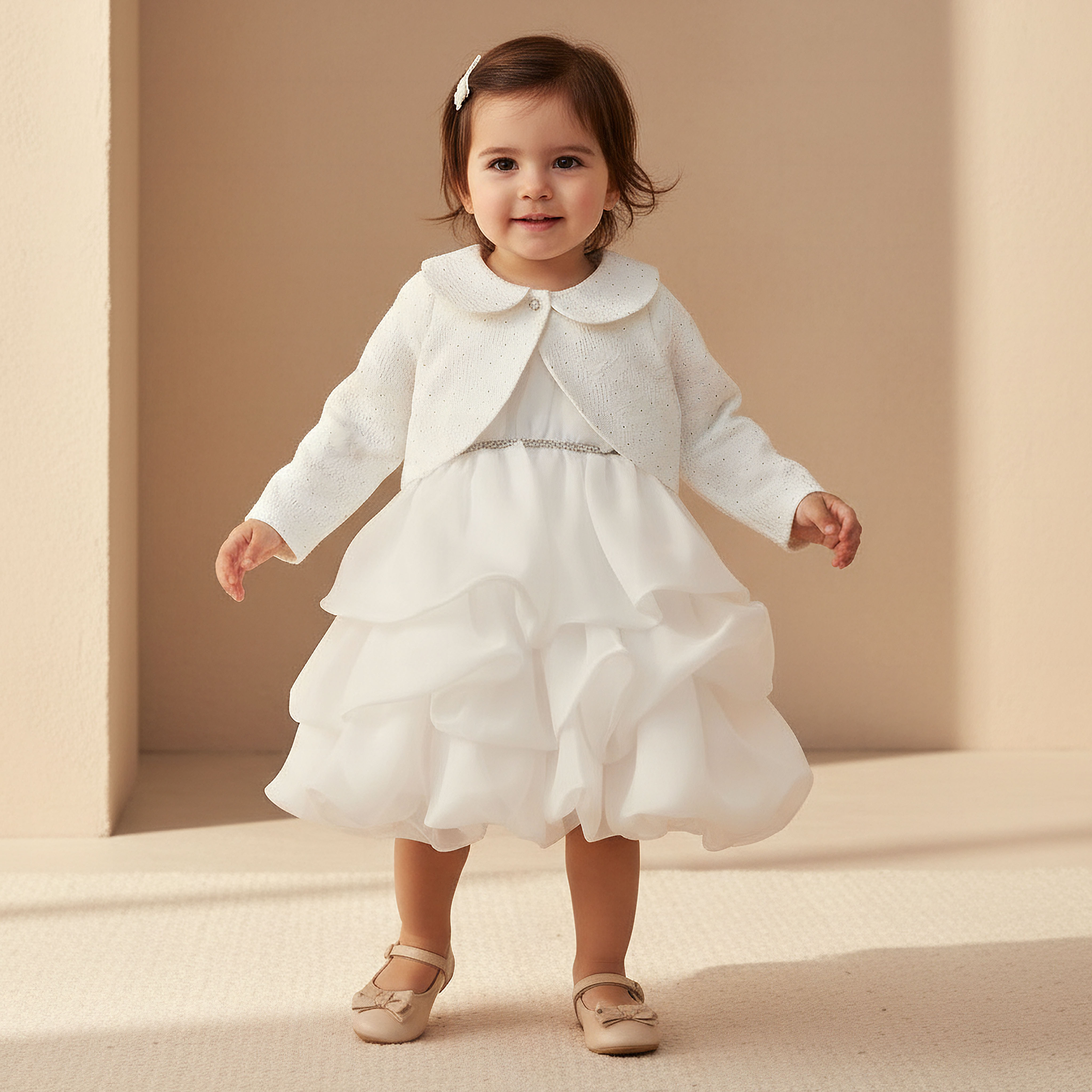 فستان إيه لاين دون أكمام بياقة مستديرة مع سترة من جونيورز-baby-girls-clothing-dressesandjumpsuits-image-1