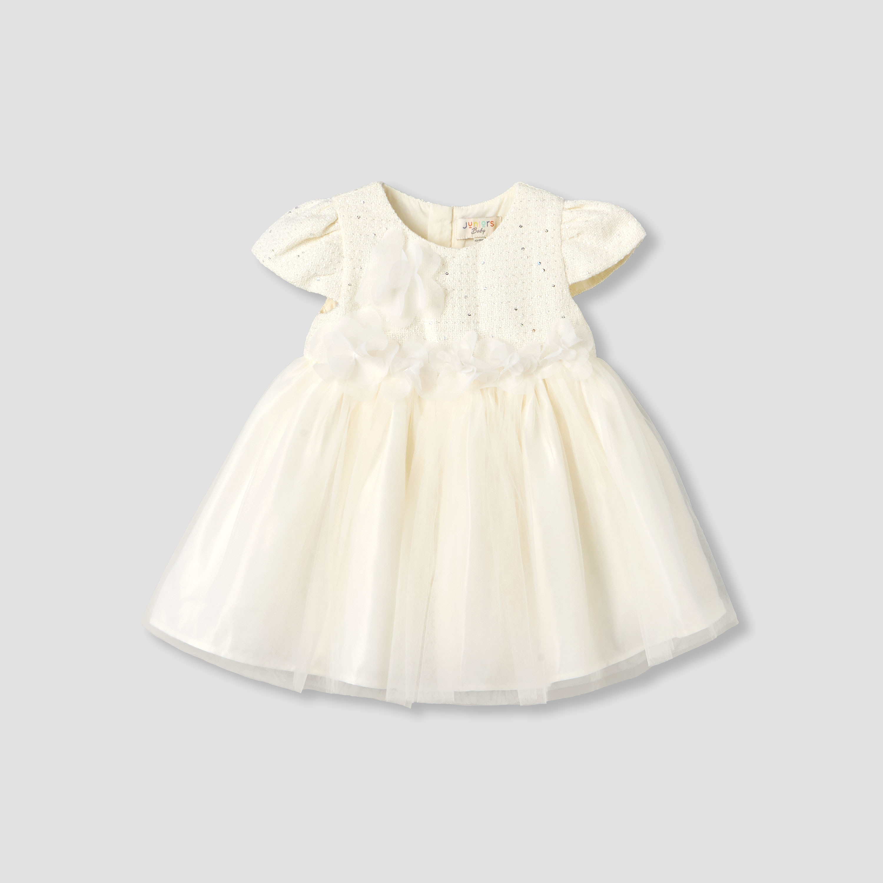 Juniors Round Neck Short Sleeve Dress with Sequin Detail-baby-girls-clothing-dressesandjumpsuits-image-2