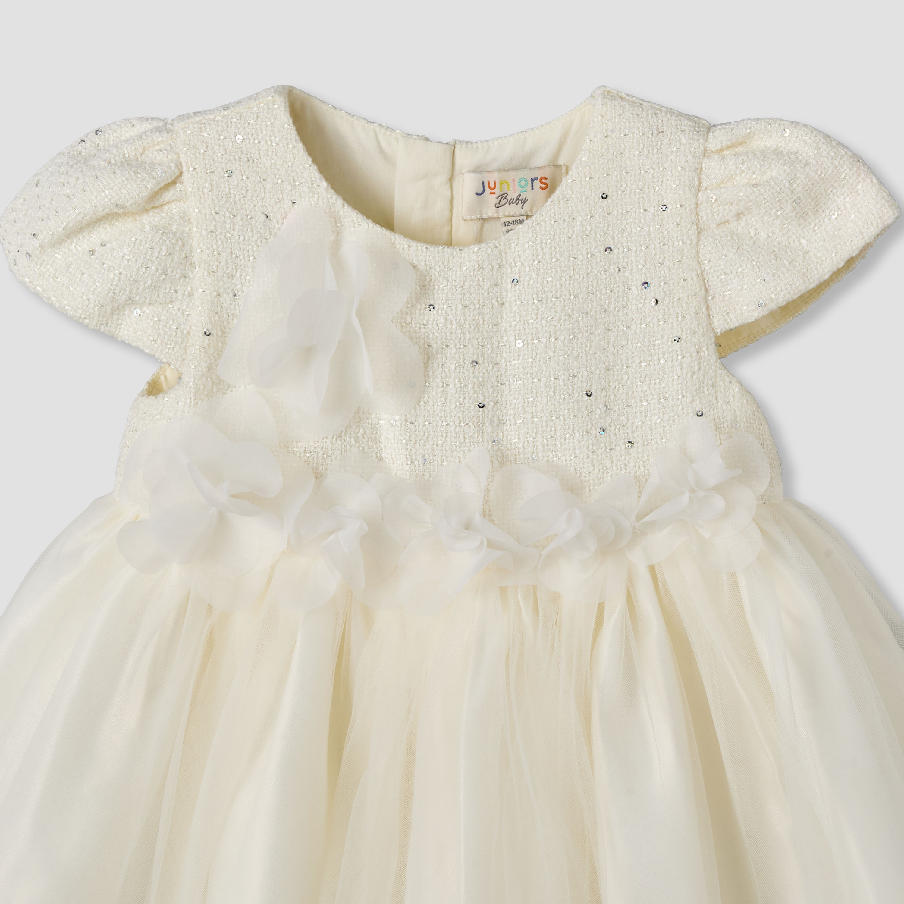Juniors Round Neck Short Sleeve Dress with Sequin Detail-baby-girls-clothing-dressesandjumpsuits-image-4