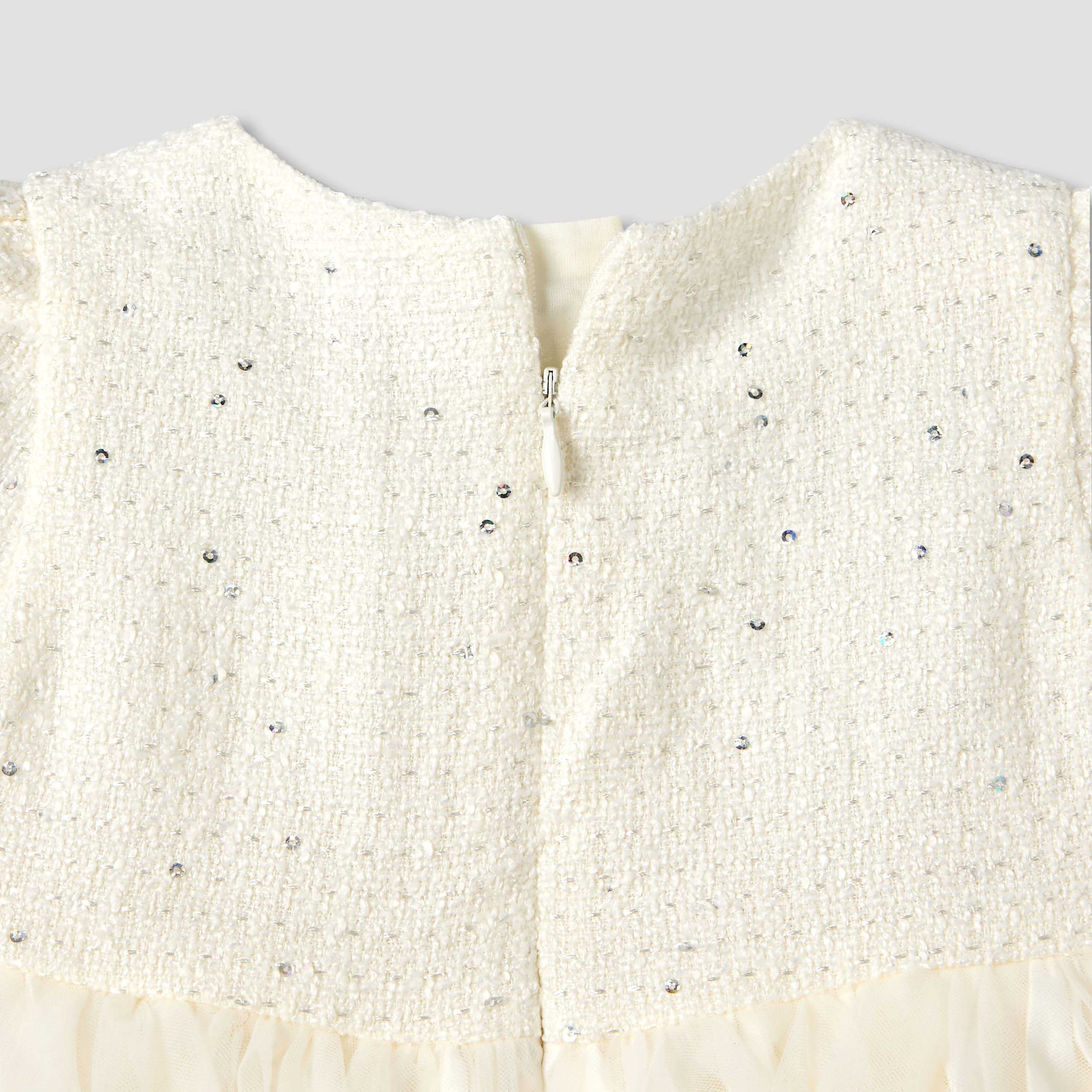 Juniors Round Neck Short Sleeve Dress with Sequin Detail-baby-girls-clothing-dressesandjumpsuits-image-6