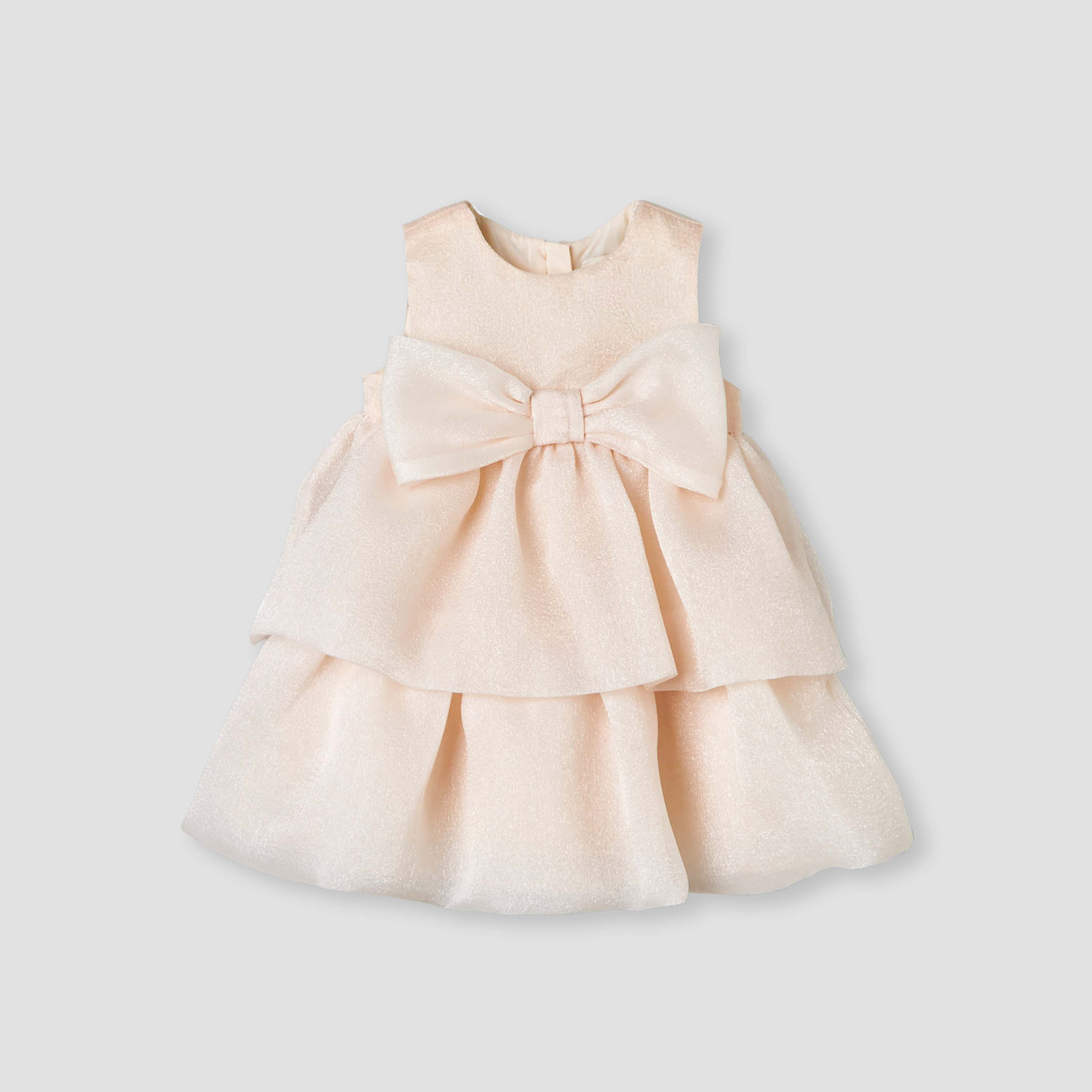 فستان طبقات بياقة مستديرة بدون أكمام مع فيونكة وربطة رأس من جونيورز-baby-girls-clothing-dressesandjumpsuits-image-3