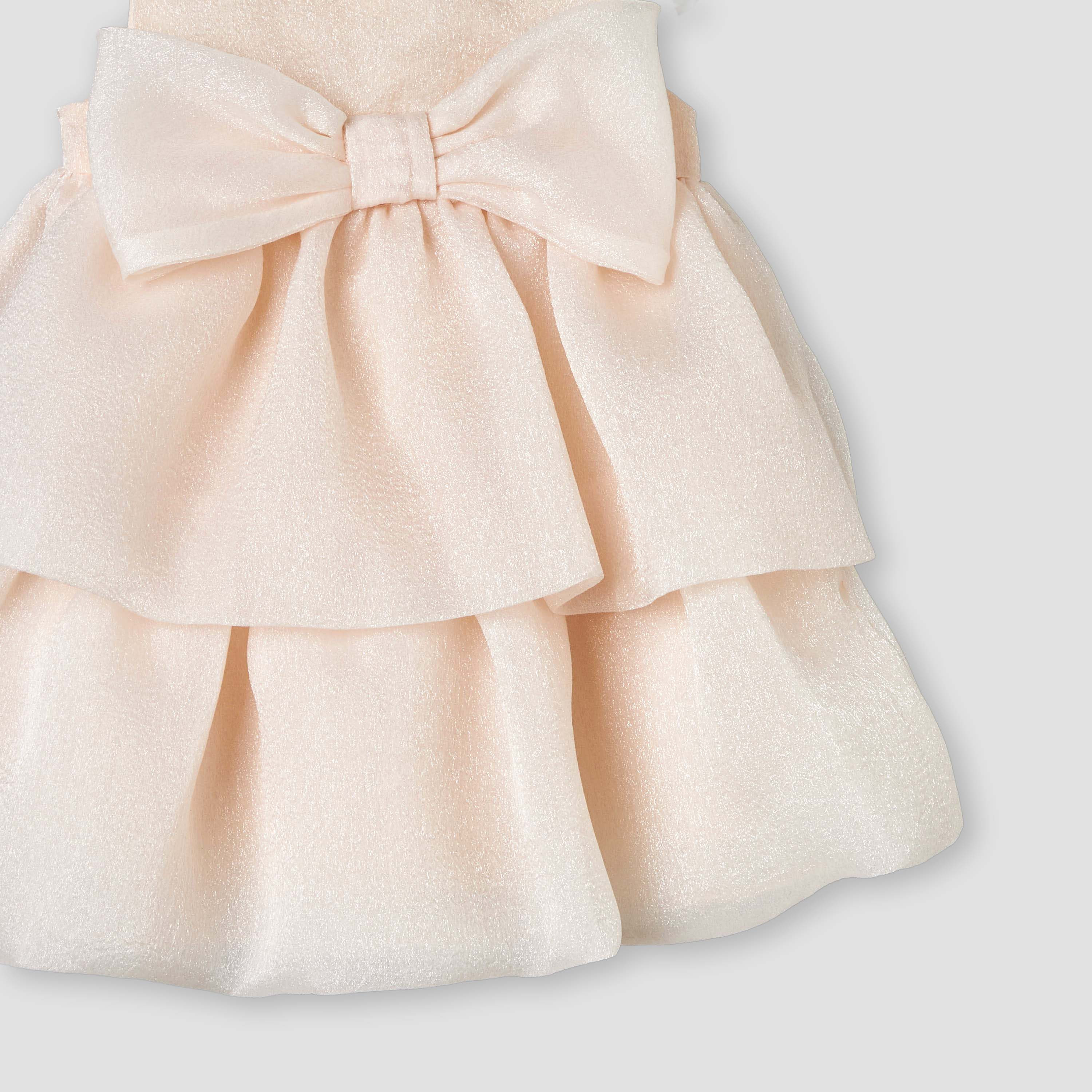 فستان طبقات بياقة مستديرة بدون أكمام مع فيونكة وربطة رأس من جونيورز-baby-girls-clothing-dressesandjumpsuits-image-6