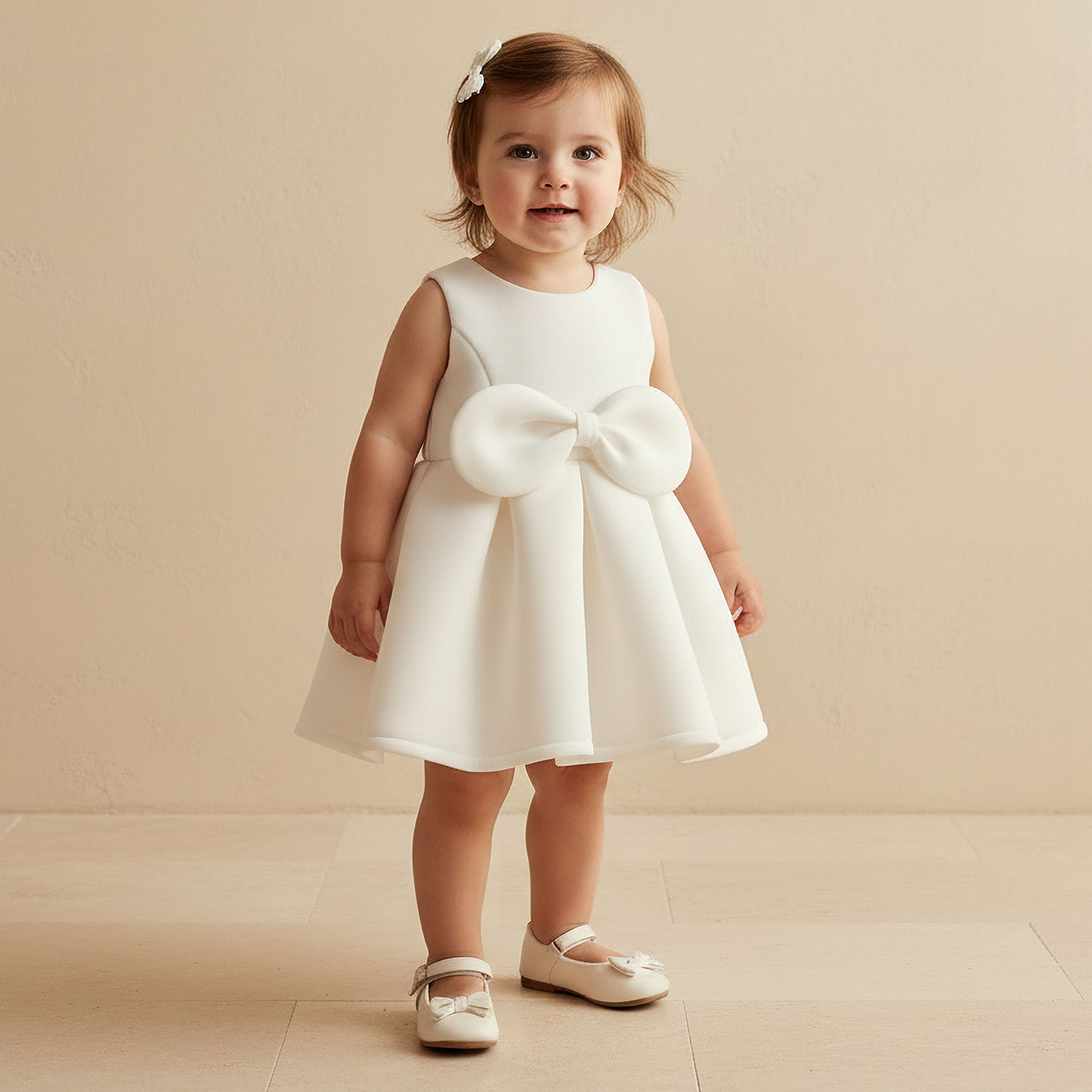 Juniors Round Neck Sleeveless Dress with Bow Accent-baby-girls-clothing-dressesandjumpsuits-image-1