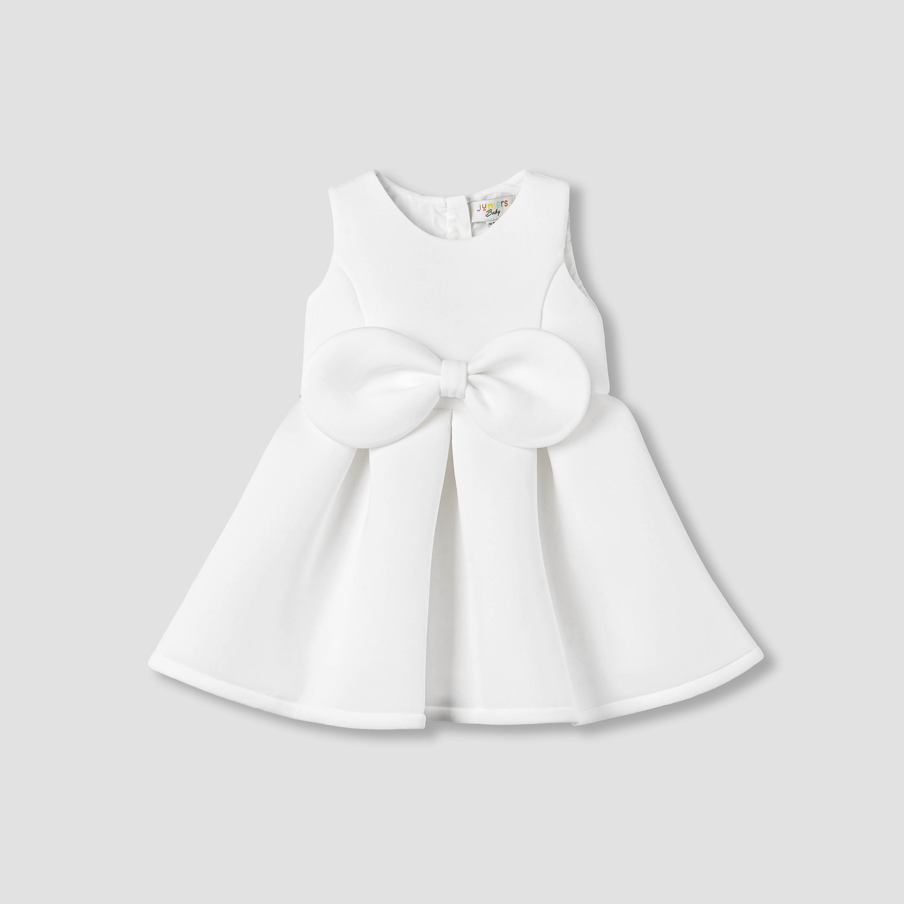 Juniors Round Neck Sleeveless Dress with Bow Accent-baby-girls-clothing-dressesandjumpsuits-image-2