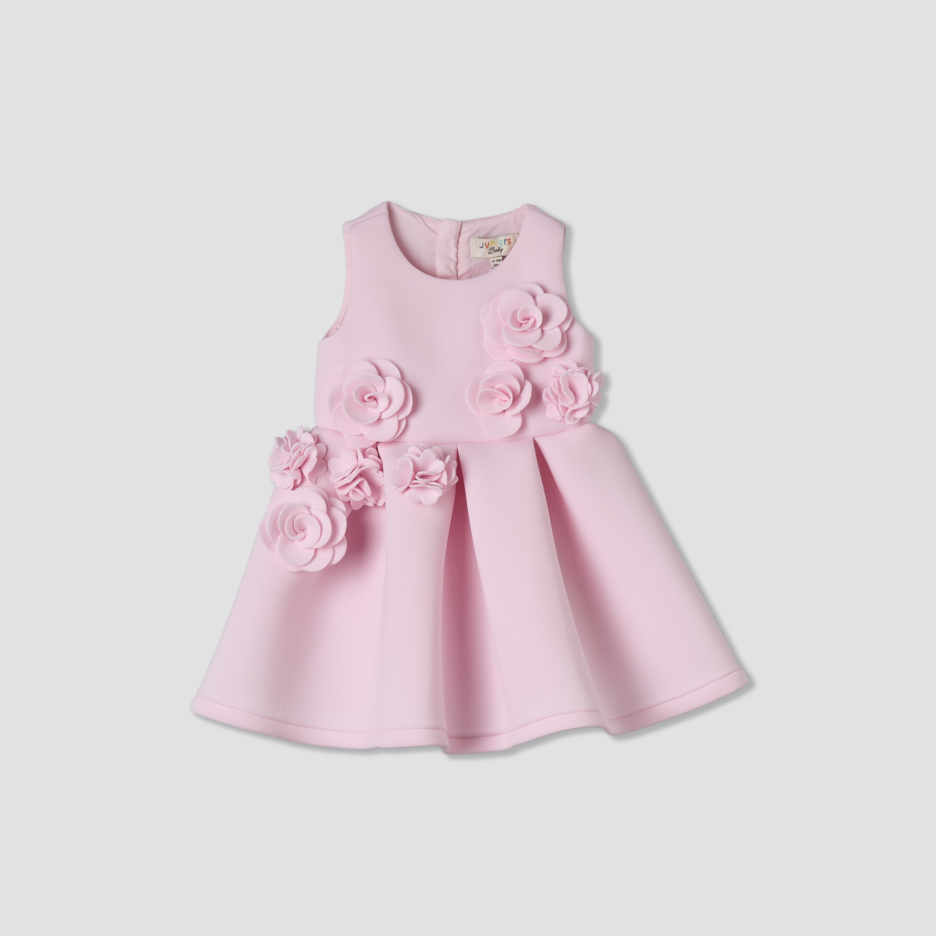 فستان سكيتر دون أكمام بياقة مستديرة وزخارف زهرية من جونيورز-baby-girls-clothing-dressesandjumpsuits-image-2
