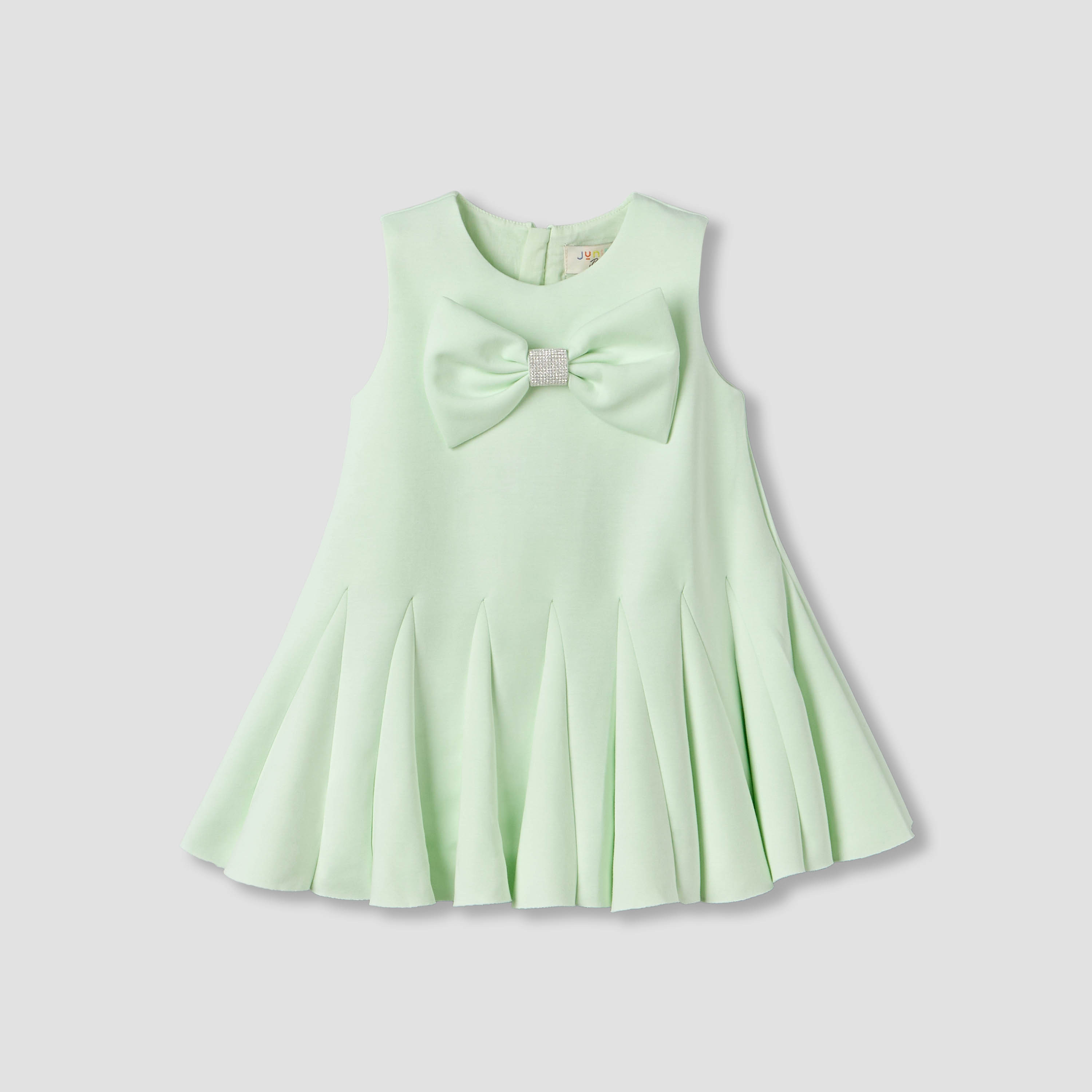 Juniors Round Neck Sleeveless Dress with Bow Accent-baby-girls-clothing-dressesandjumpsuits-image-2