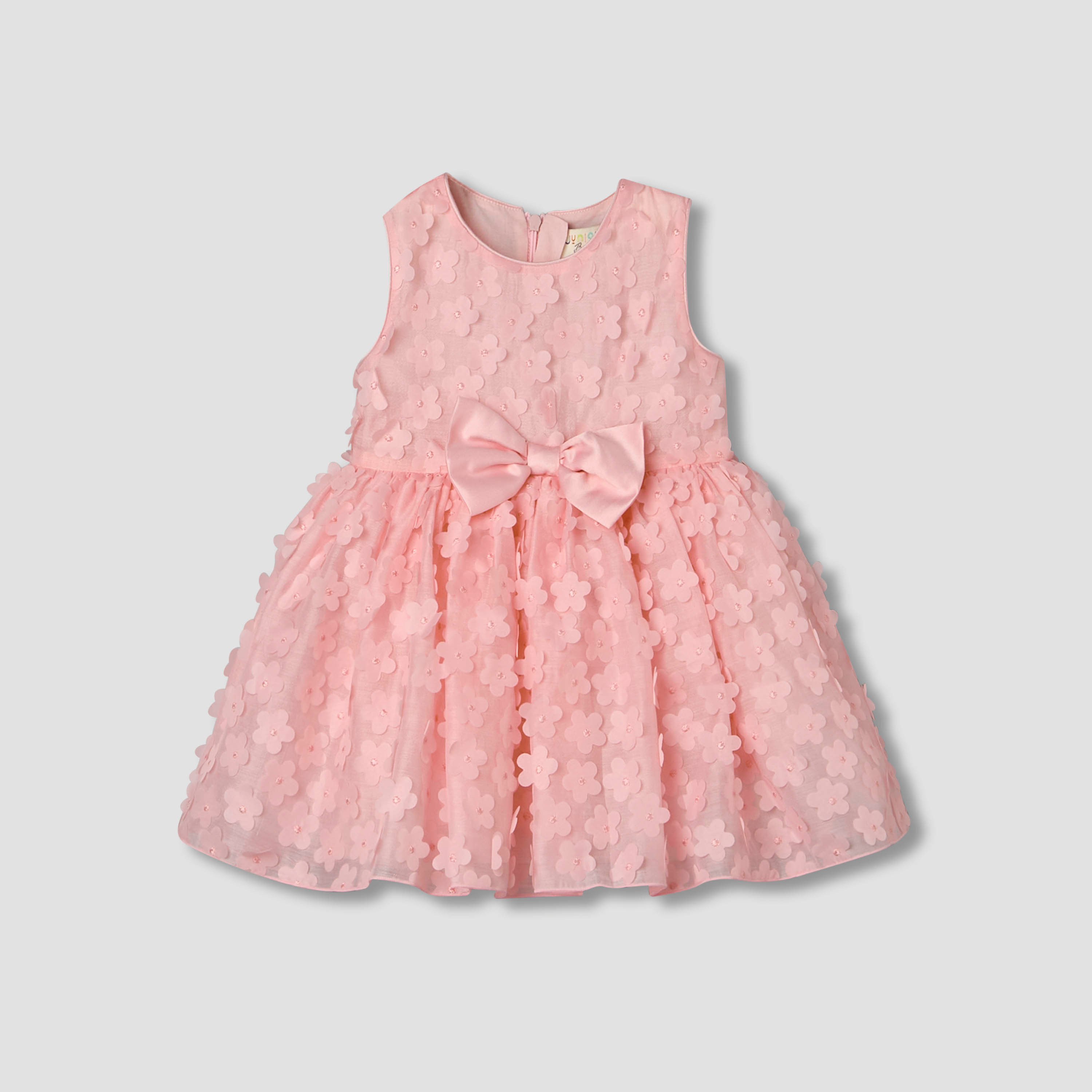 فستان بياقة مستديرة بدون أكمام مع تصميم بزينة زهور من جونيورز-baby-girls-clothing-dressesandjumpsuits-image-2