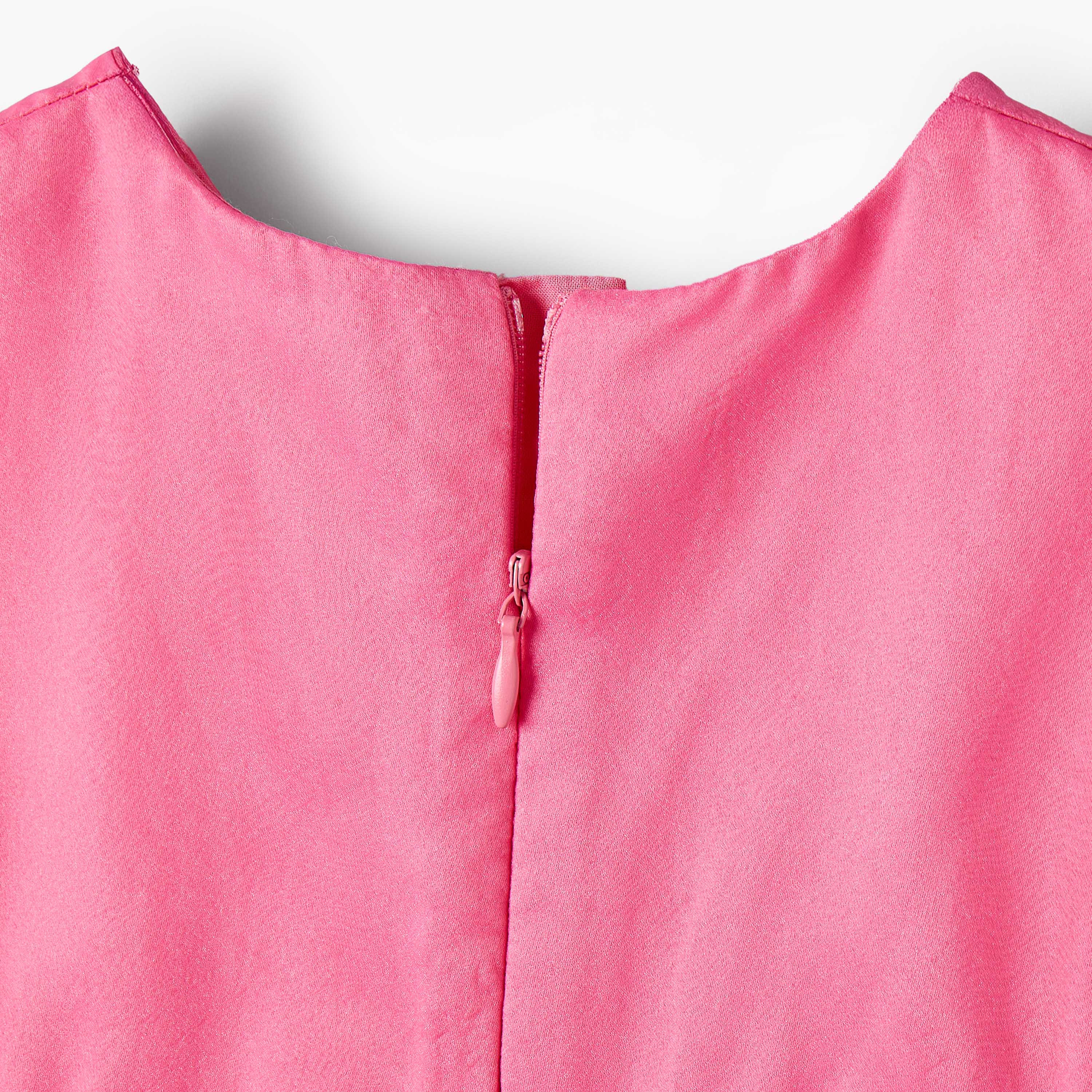 Juniors Round Neck Sleeveless Dress with Bow Accent-baby-girls-clothing-dressesandjumpsuits-image-5