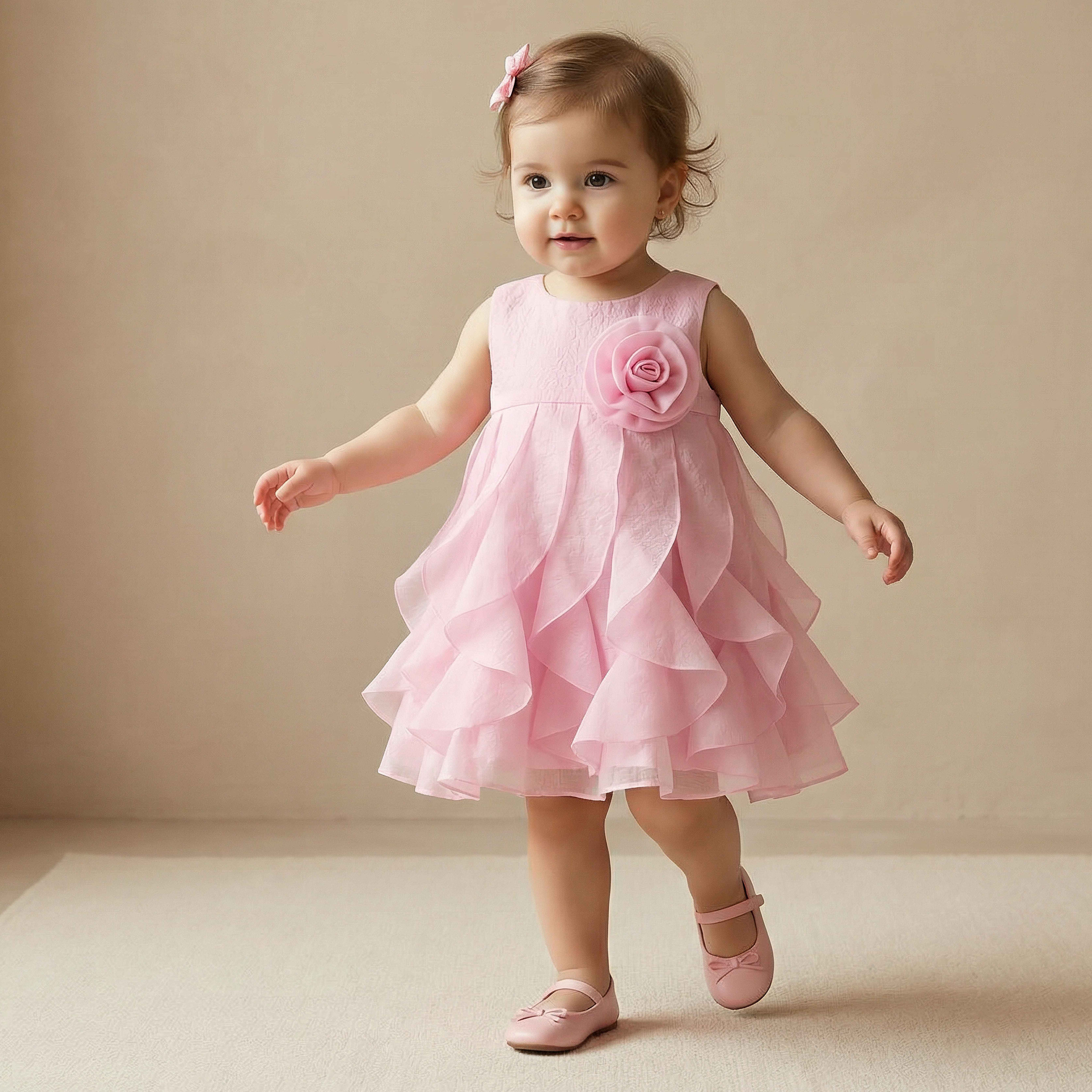 Juniors Round Neck Sleeveless Dress with Ruffles-baby-girls-clothing-dressesandjumpsuits-image-1