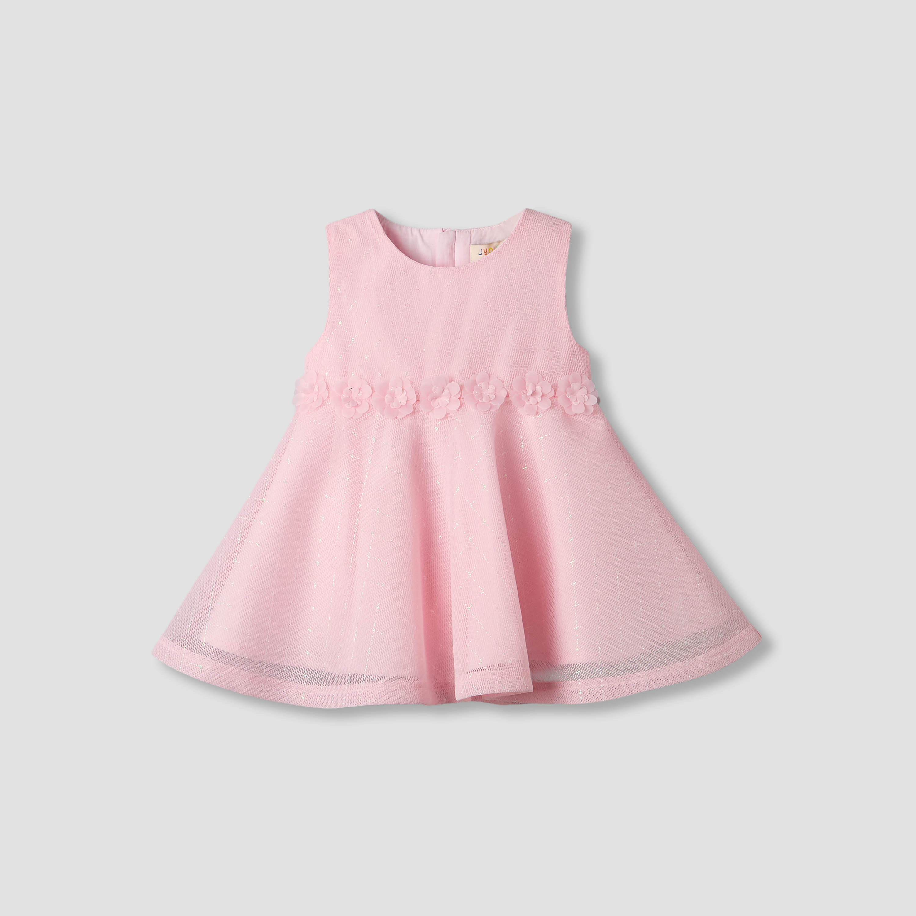 Juniors Round Neck Sleeveless A-line Dress with Floral Applique-baby-girls-clothing-dressesandjumpsuits-image-2