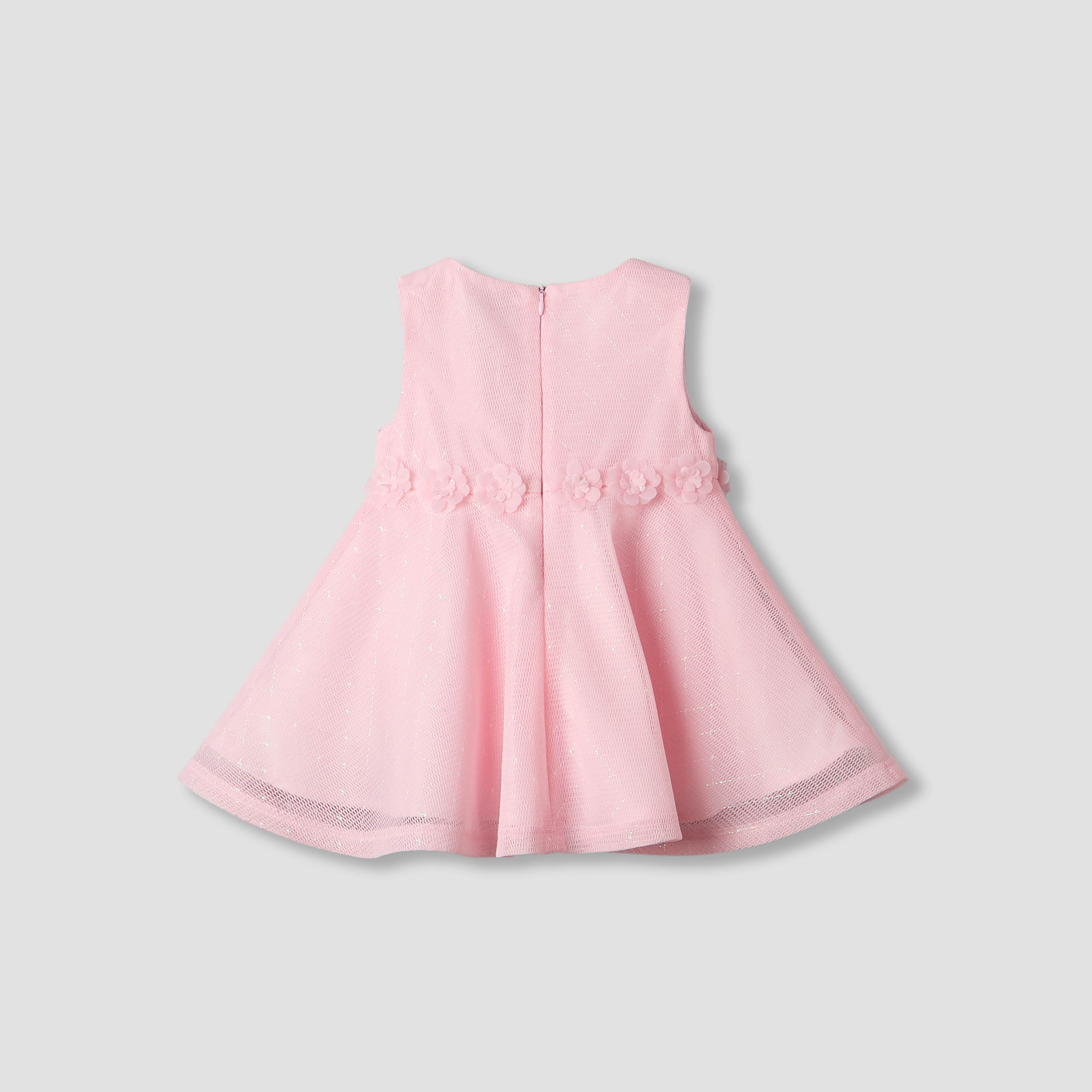 Juniors Round Neck Sleeveless A-line Dress with Floral Applique-baby-girls-clothing-dressesandjumpsuits-image-3