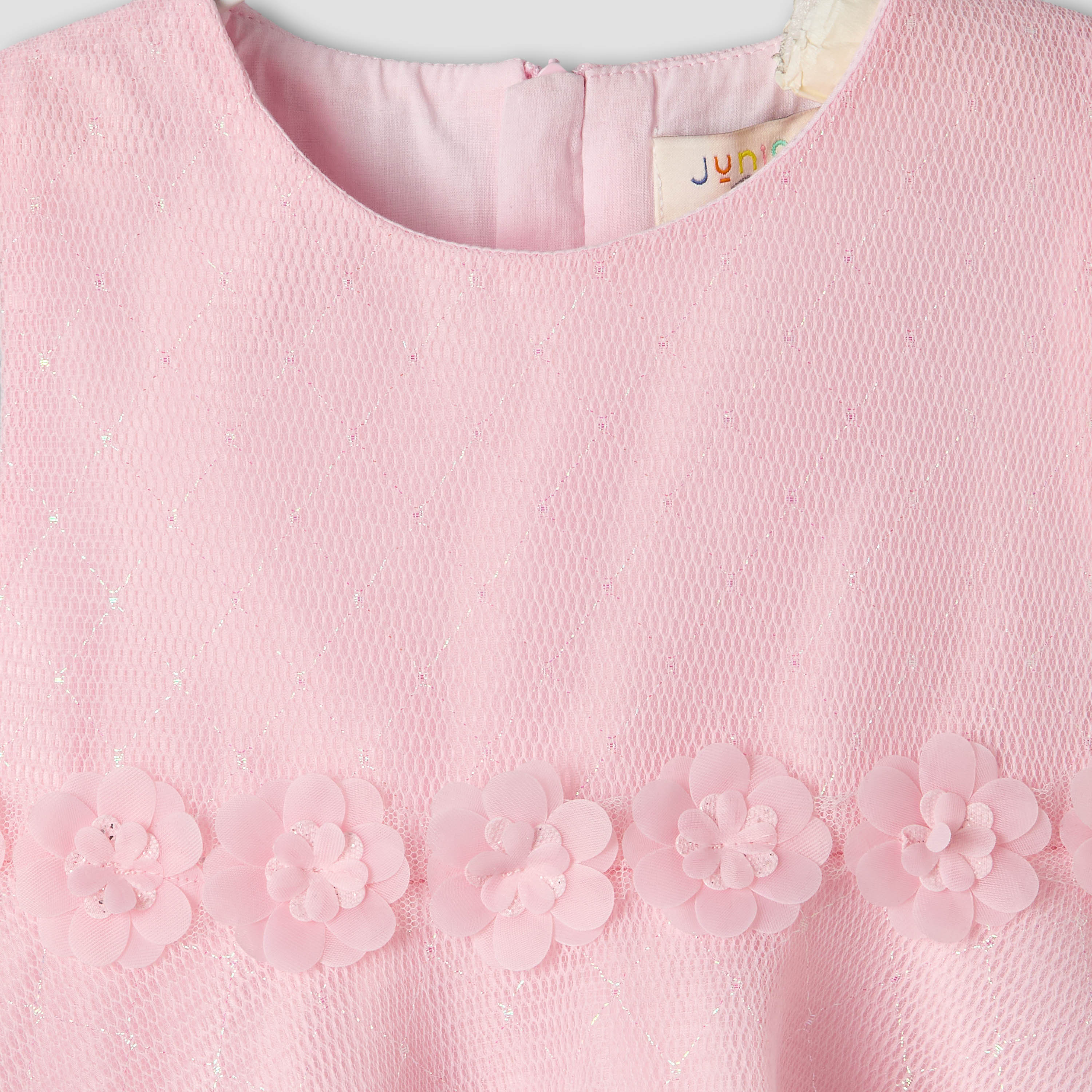 Juniors Round Neck Sleeveless A-line Dress with Floral Applique-baby-girls-clothing-dressesandjumpsuits-image-4