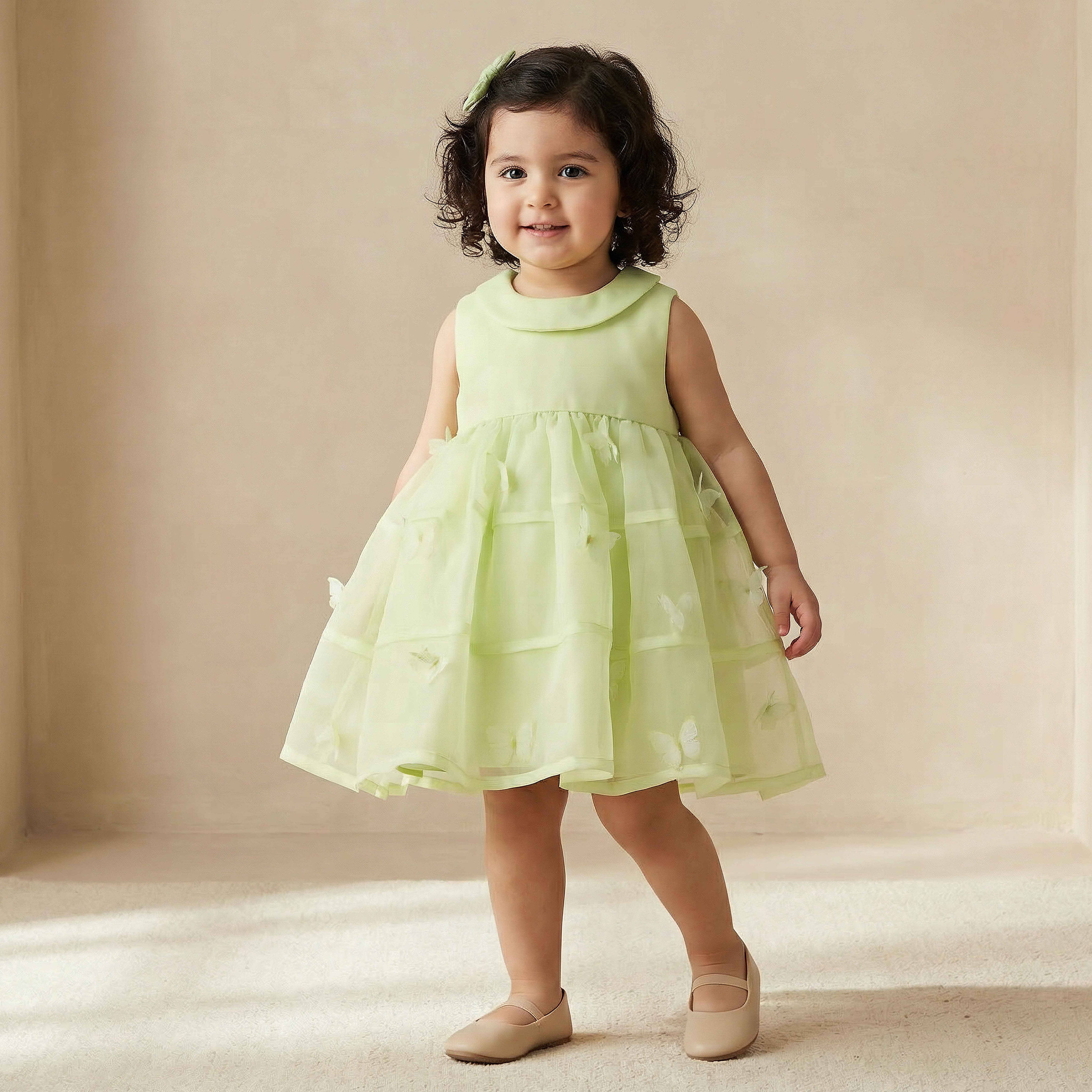Juniors Round Neck Sleeveless A-line Dress with Butterfly Applique Detail-baby-girls-clothing-dressesandjumpsuits-image-1