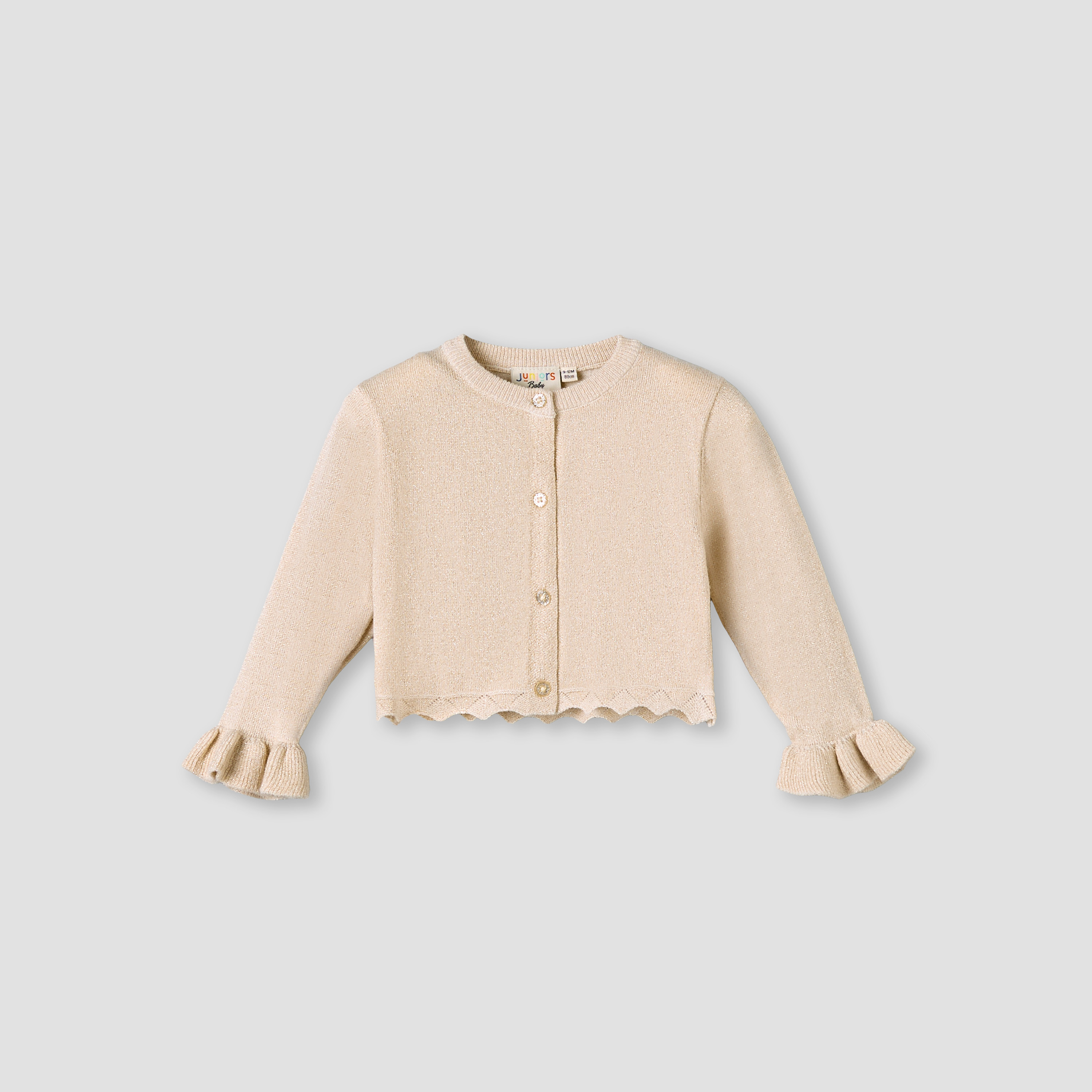 Juniors Scalloped Hem Cardigan with Long Sleeves-baby-girls-clothing-jumpersandcardigans-image-2