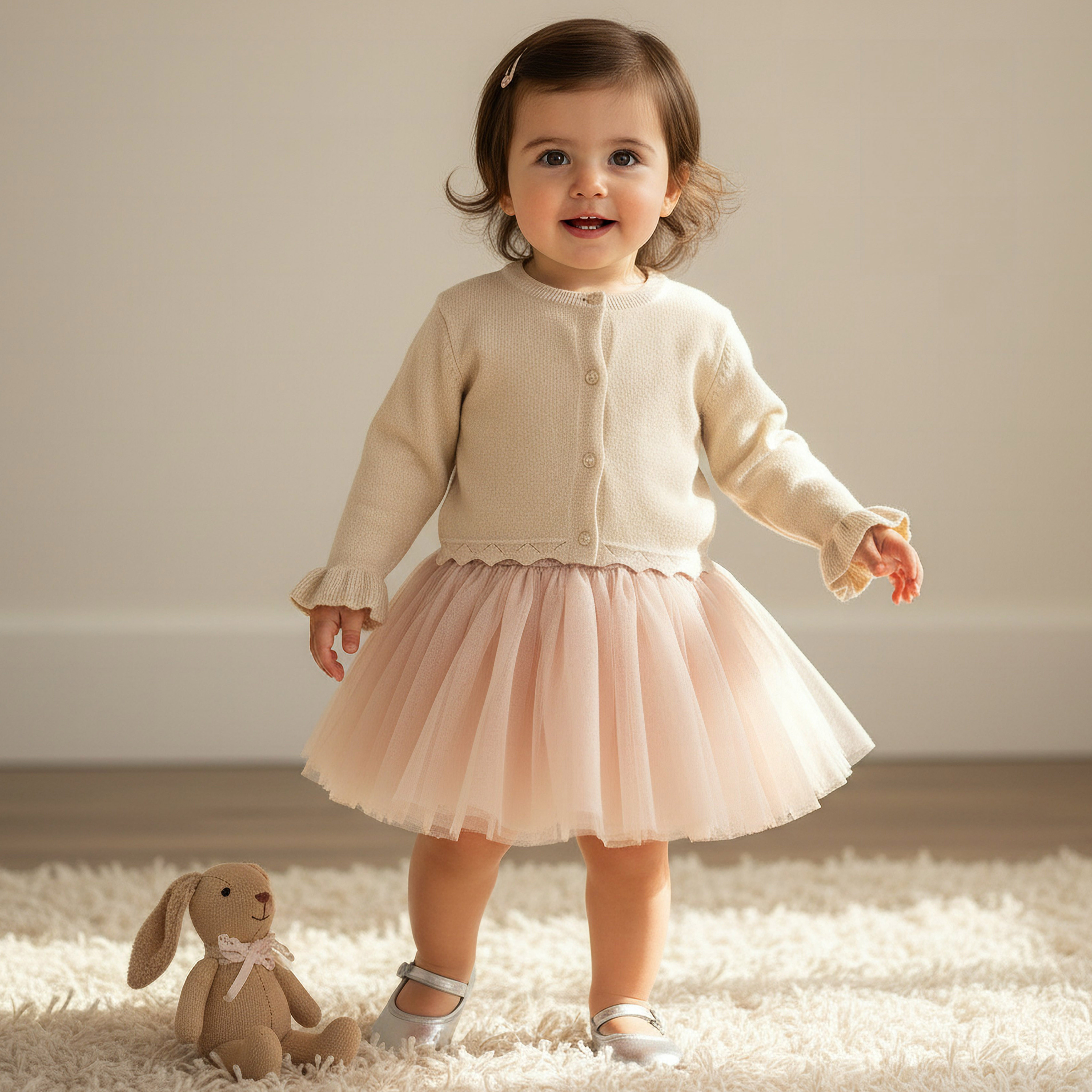 Juniors Scalloped Hem Cardigan with Long Sleeves-baby-girls-clothing-jumpersandcardigans-image-1