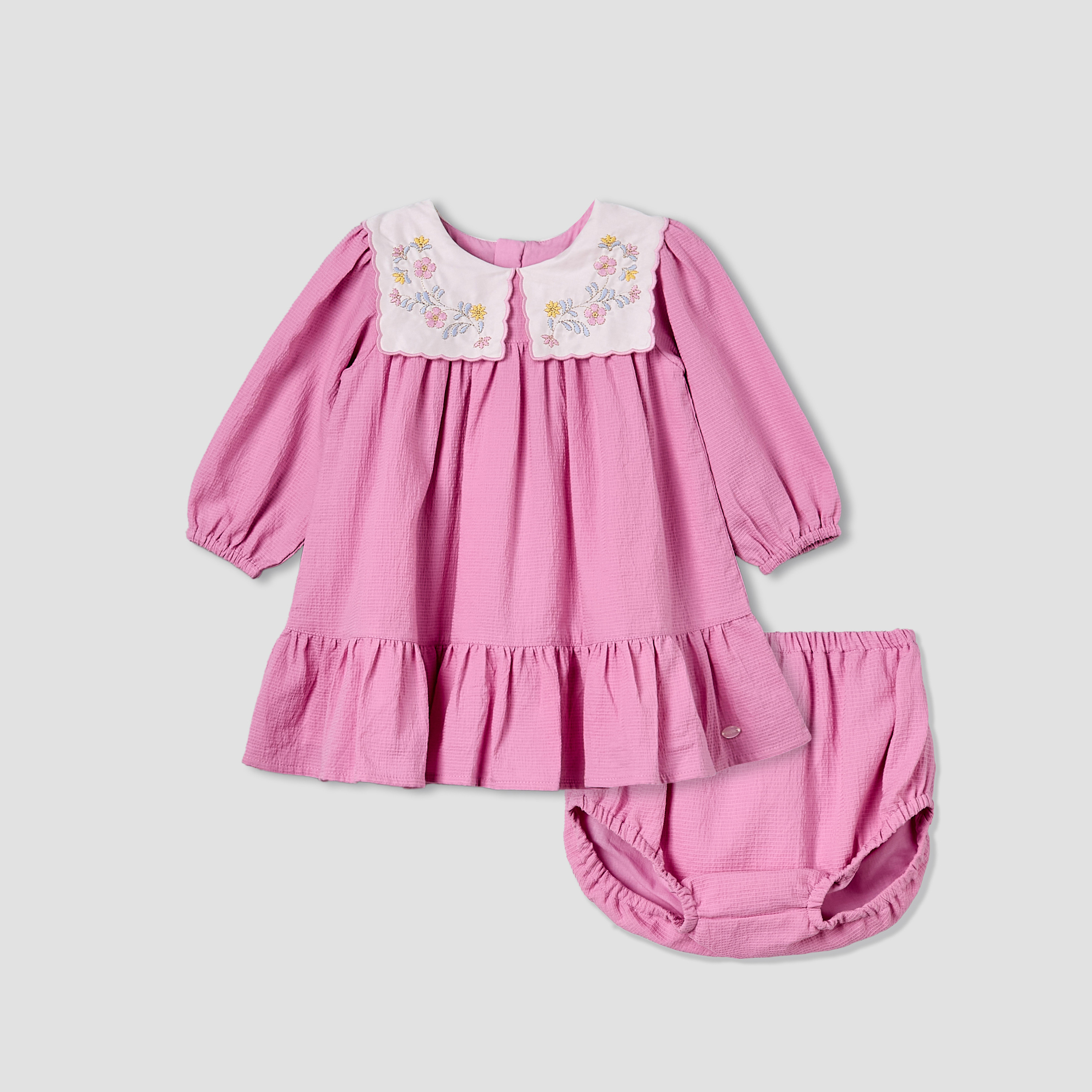 Giggles Collared Long Sleeves A-Line Dress with Bloomers-baby-girls-clothing-dressesandjumpsuits-image-2