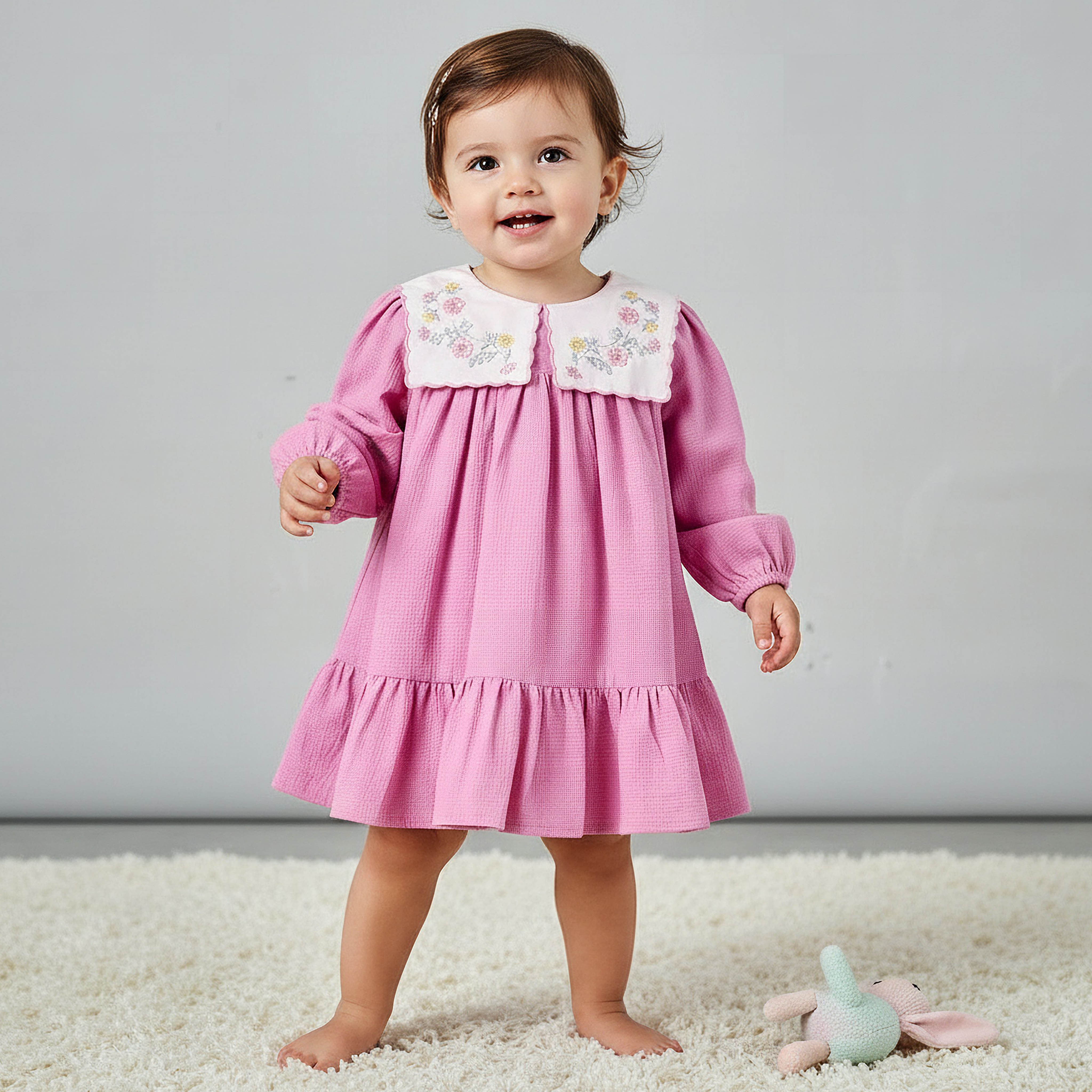Giggles Collared Long Sleeves A-Line Dress with Bloomers-baby-girls-clothing-dressesandjumpsuits-image-1