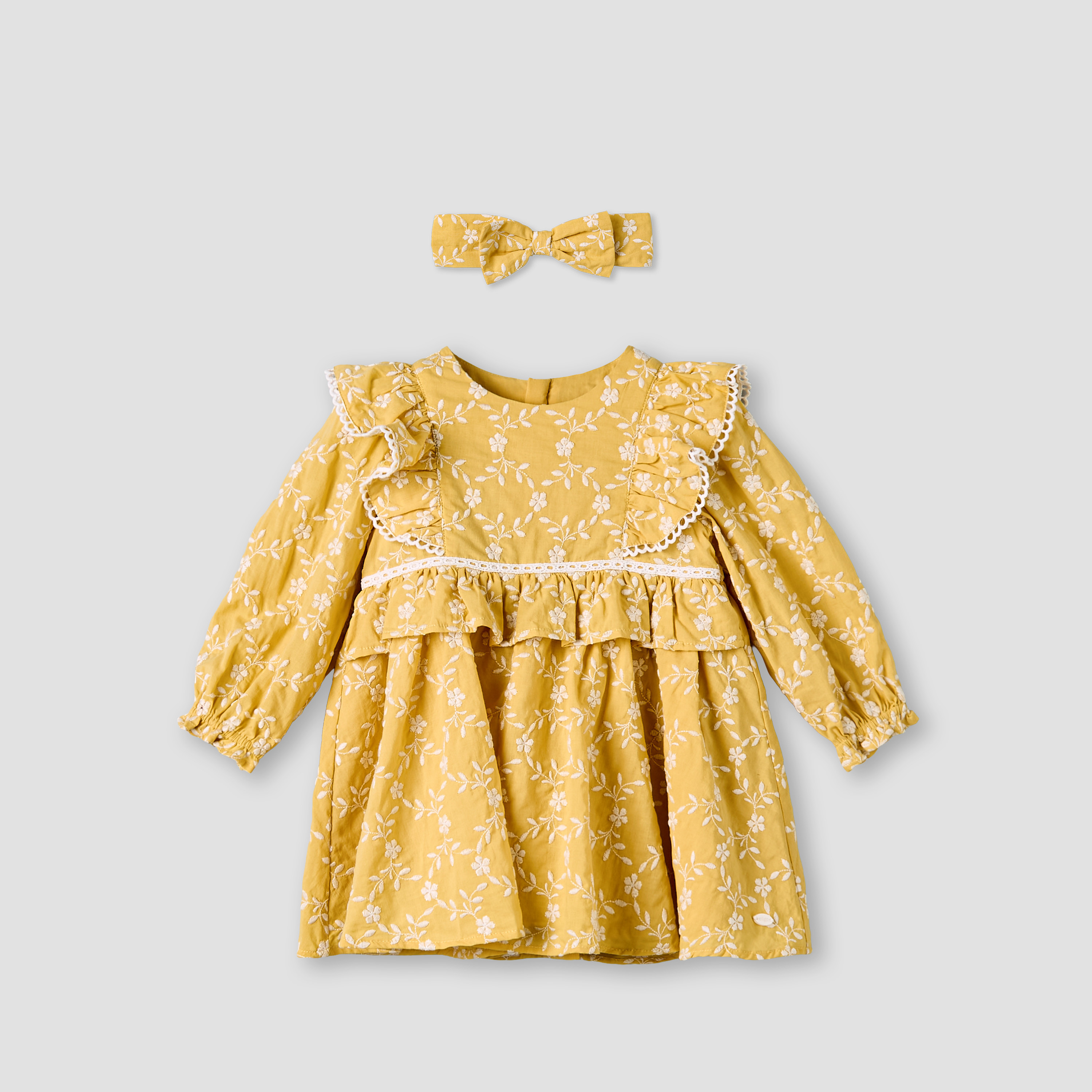Giggles Round Neck Long Sleeve Dress with Hairband-baby-girls-clothing-dressesandjumpsuits-image-2