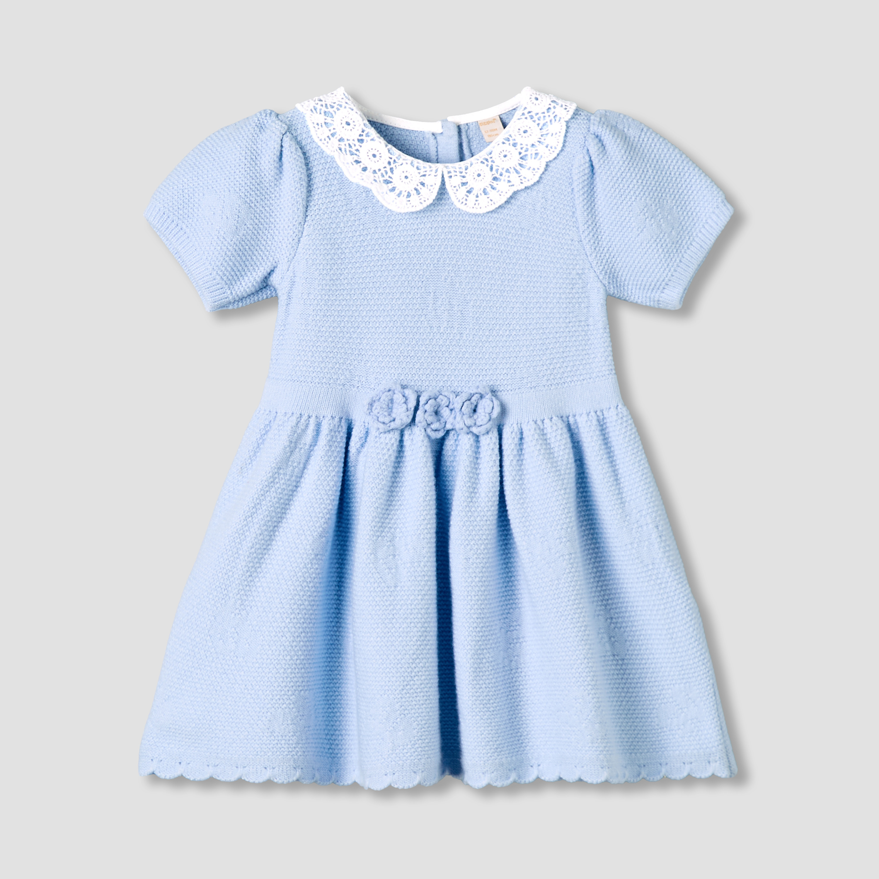 Giggles Peter Pan Collar Short Sleeve A-line Dress with Floral Applique-baby-girls-clothing-dressesandjumpsuits-image-2