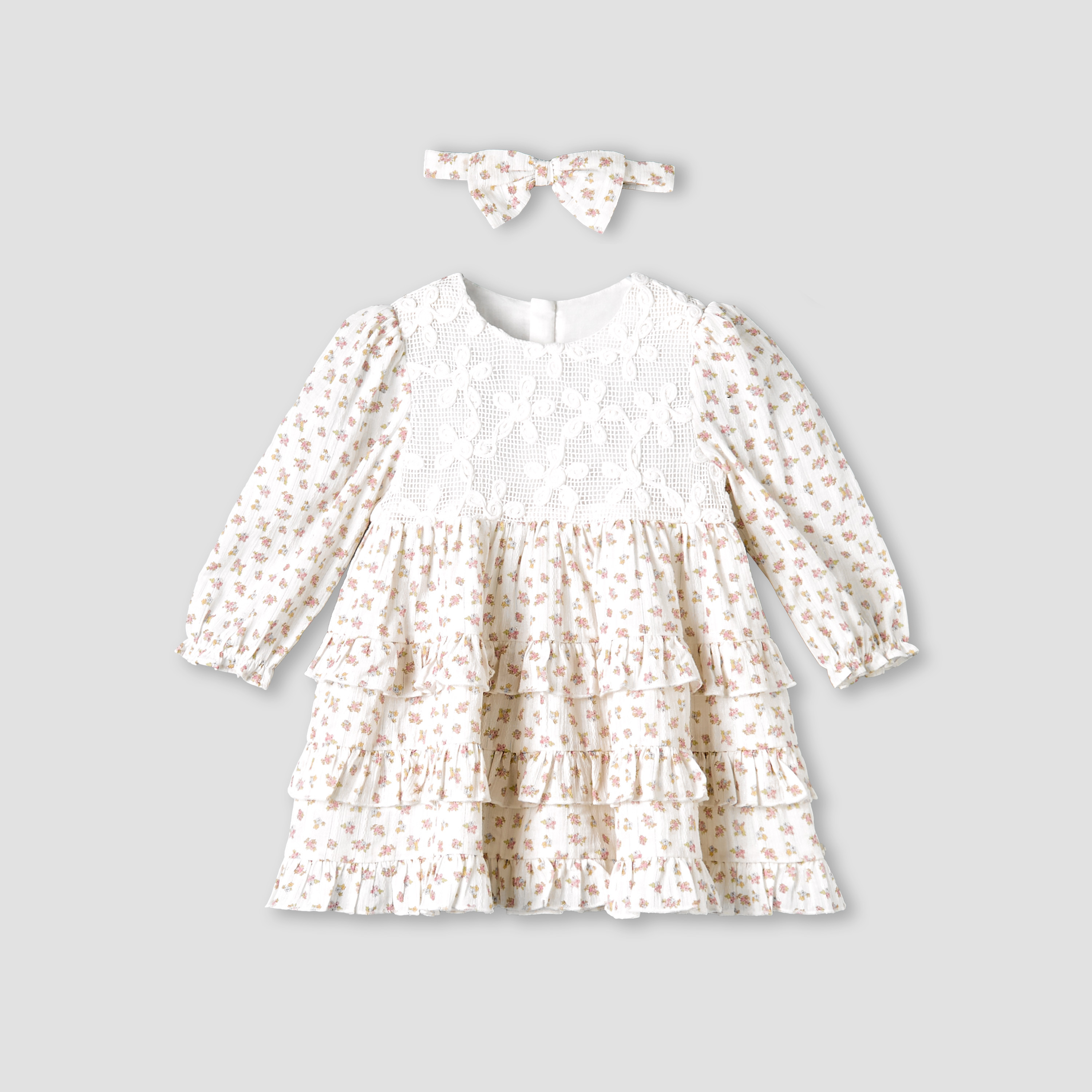 Giggles Round Neck Long Sleeve Dress with Hairband-baby-girls-clothing-dressesandjumpsuits-image-2